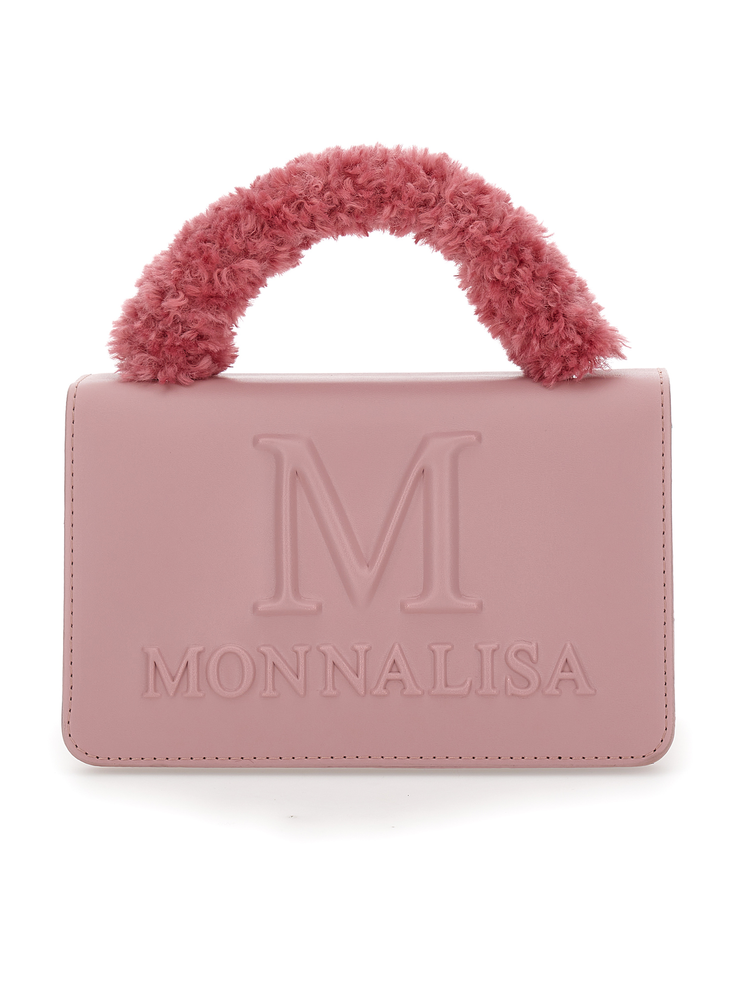 Shop Monnalisa Coated Fabric Bag In Blush Pink