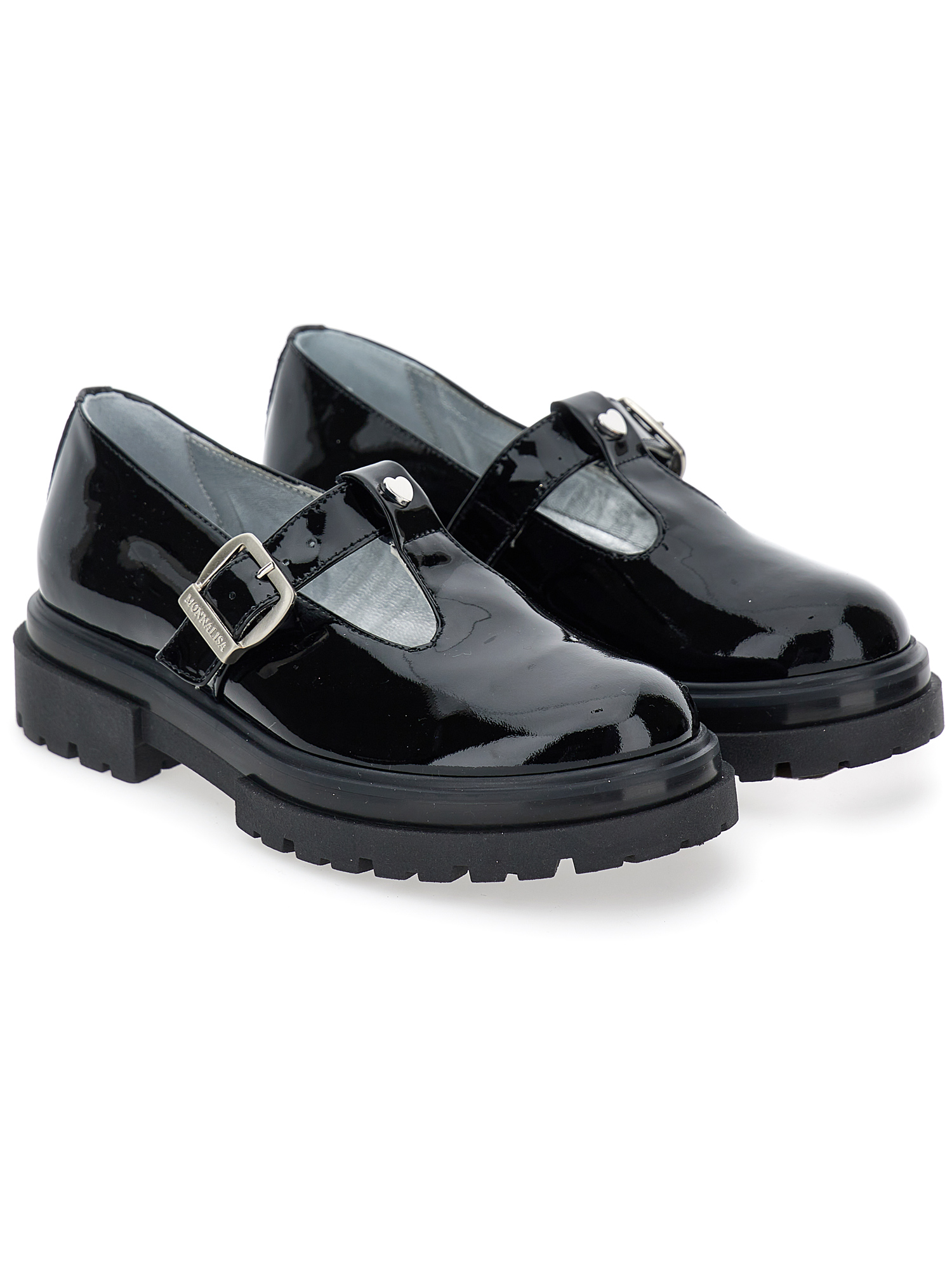 Monnalisa Patent Leather Punched-toe Style Shoes In Black