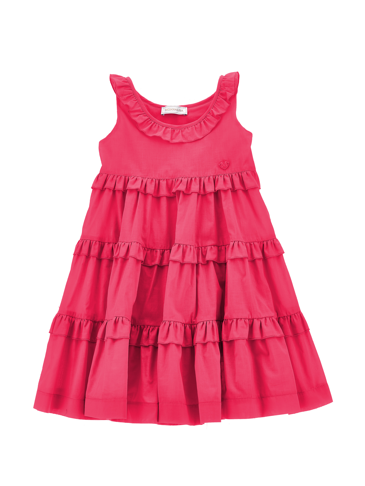 Monnalisa Flared Muslin Dress In Fuchsia
