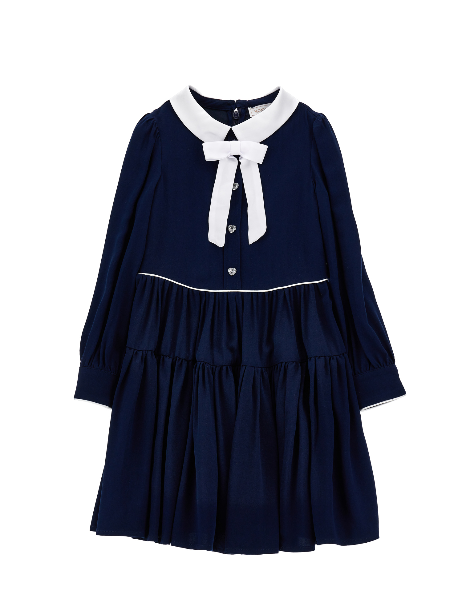Monnalisa Dress With Bow And Buttons In Blue