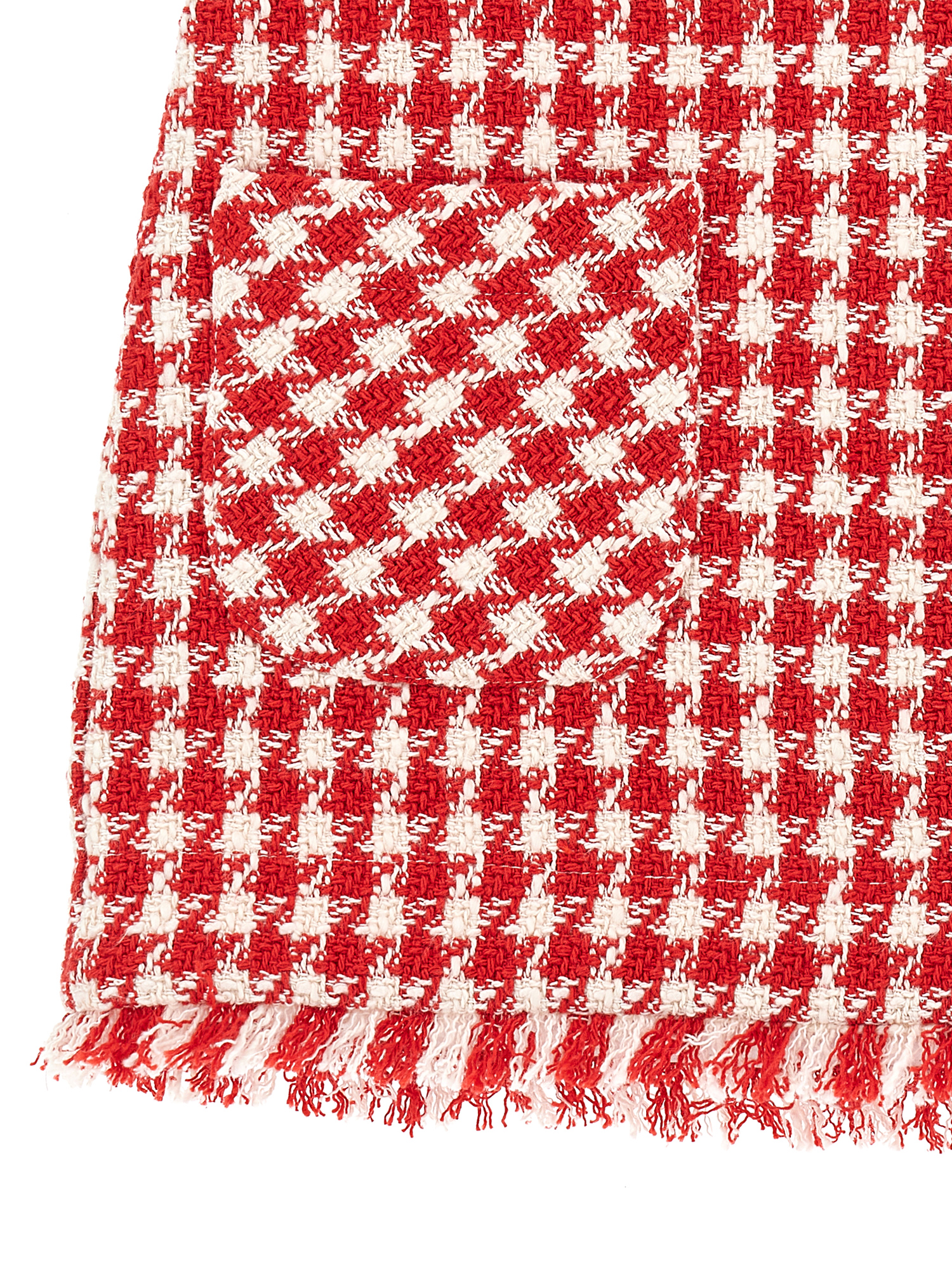 Shop Monnalisa Houndstooth Mini Skirt In Butter + Red