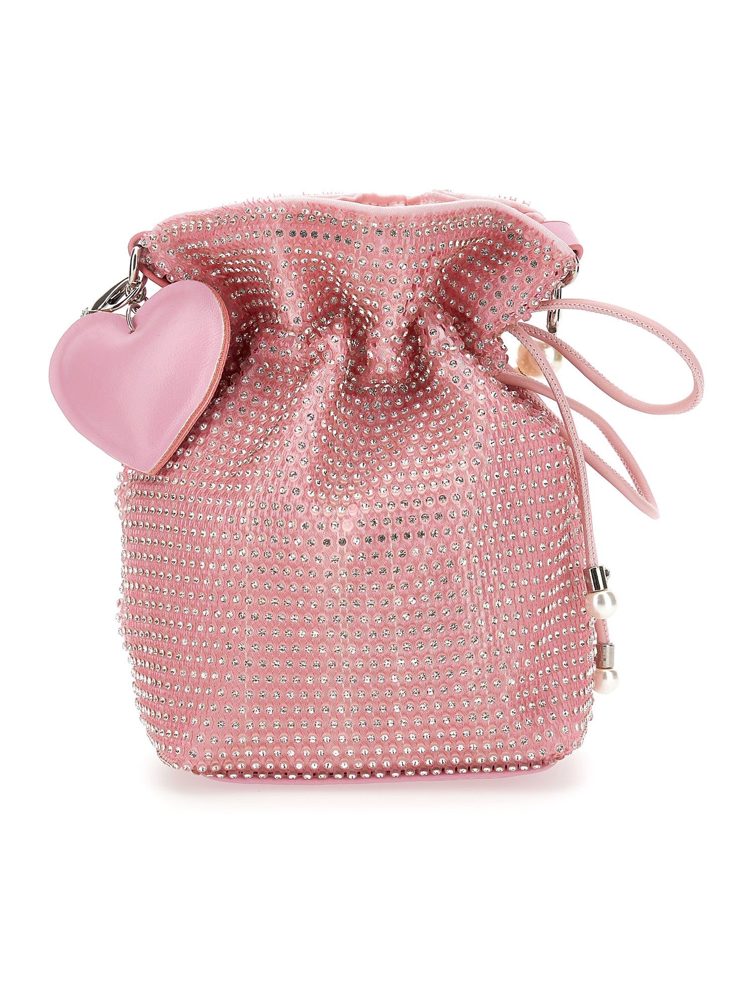 Monnalisa Rhinestone Mesh Bag In Light Pink