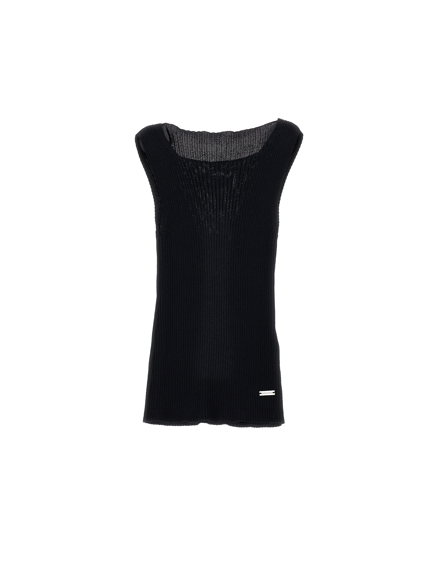 Monnalisa Knit Tank Top And Crop Top Set In Black
