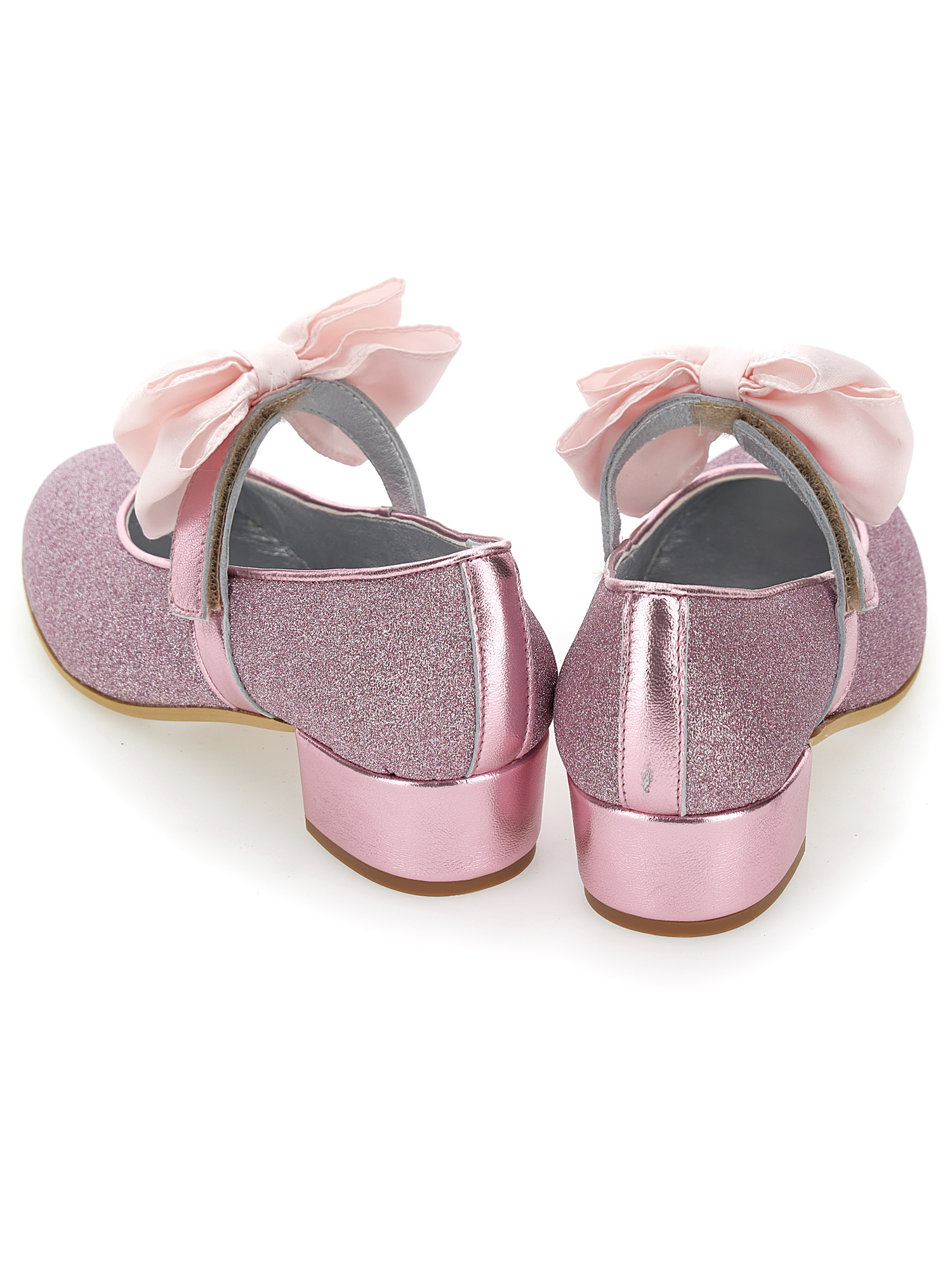 Monnalisa Glitter-detail 35mm Block-heel Ballerina Shoes In Glitter Pink