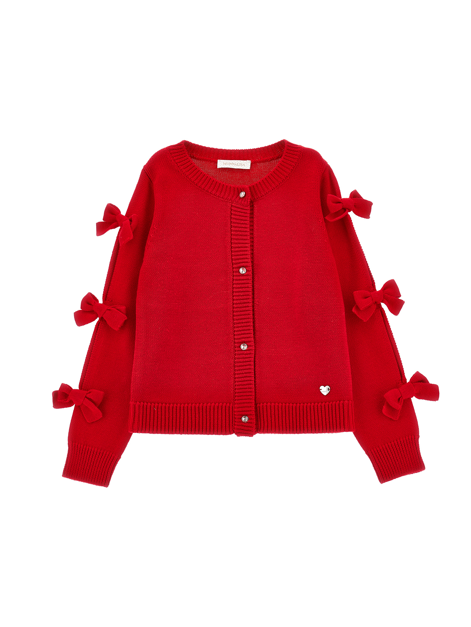 Monnalisa Kids'   Cardigan With Bow Decoration In Ruby Red