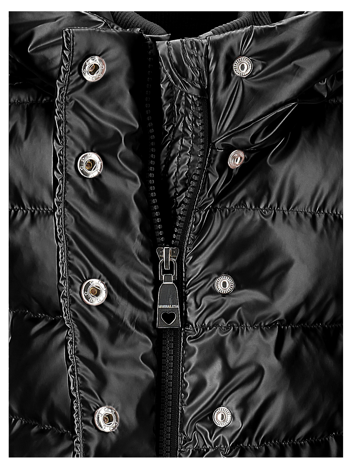 Monnalisa Down Jacket With Hood And Zip In Black