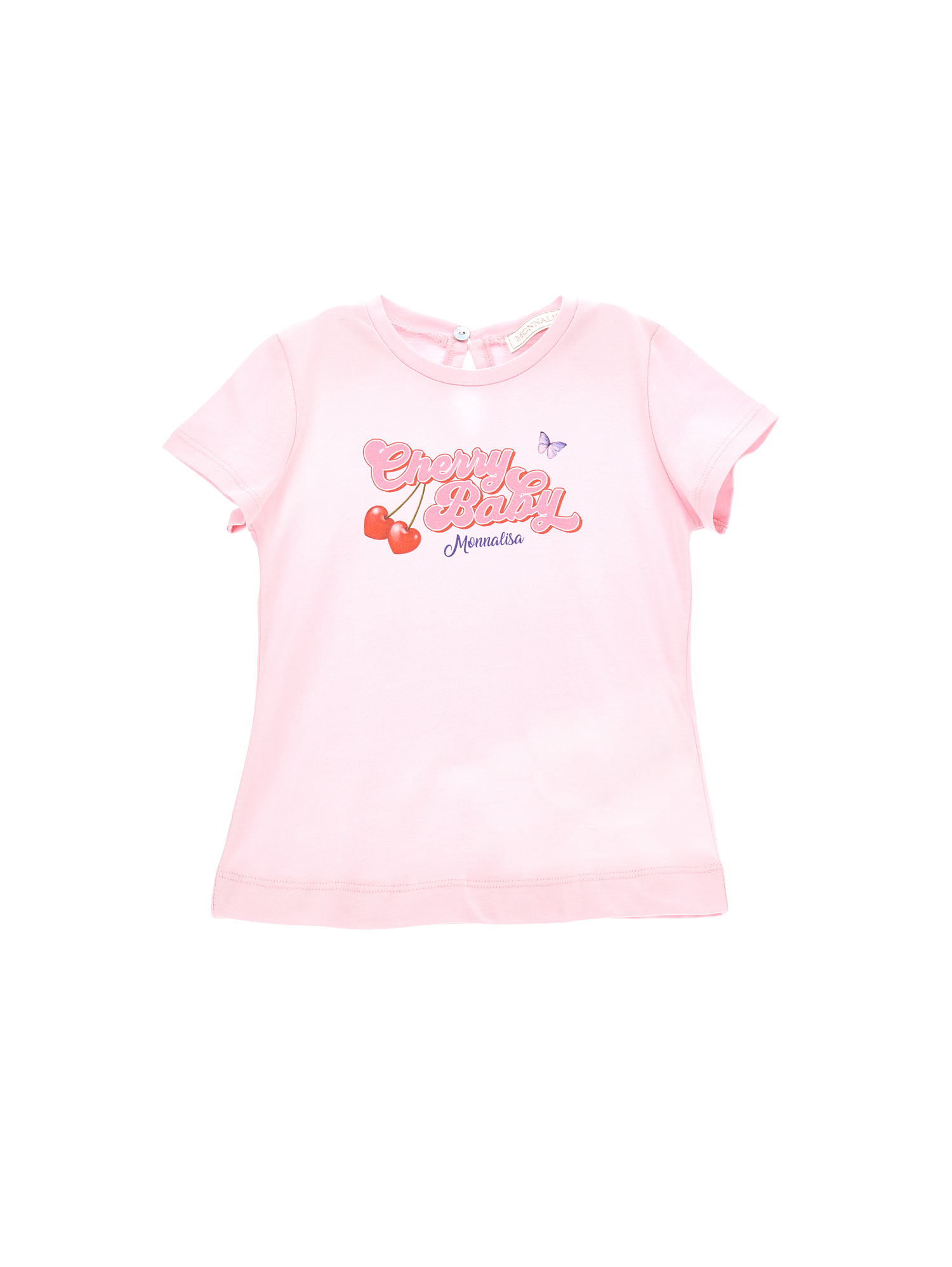 Monnalisa Babies'   Cherry Print Jersey T-shirt In Rosa Fairy Tale
