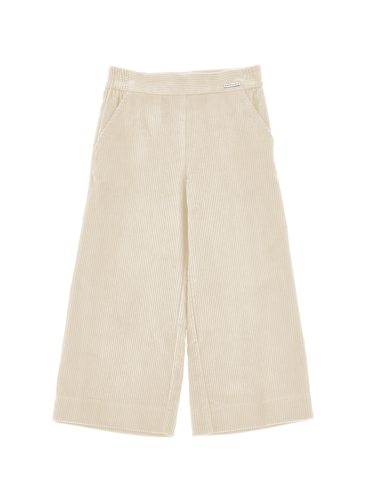 Monnalisa Wide-leg Corduroy Trousers In Neutral