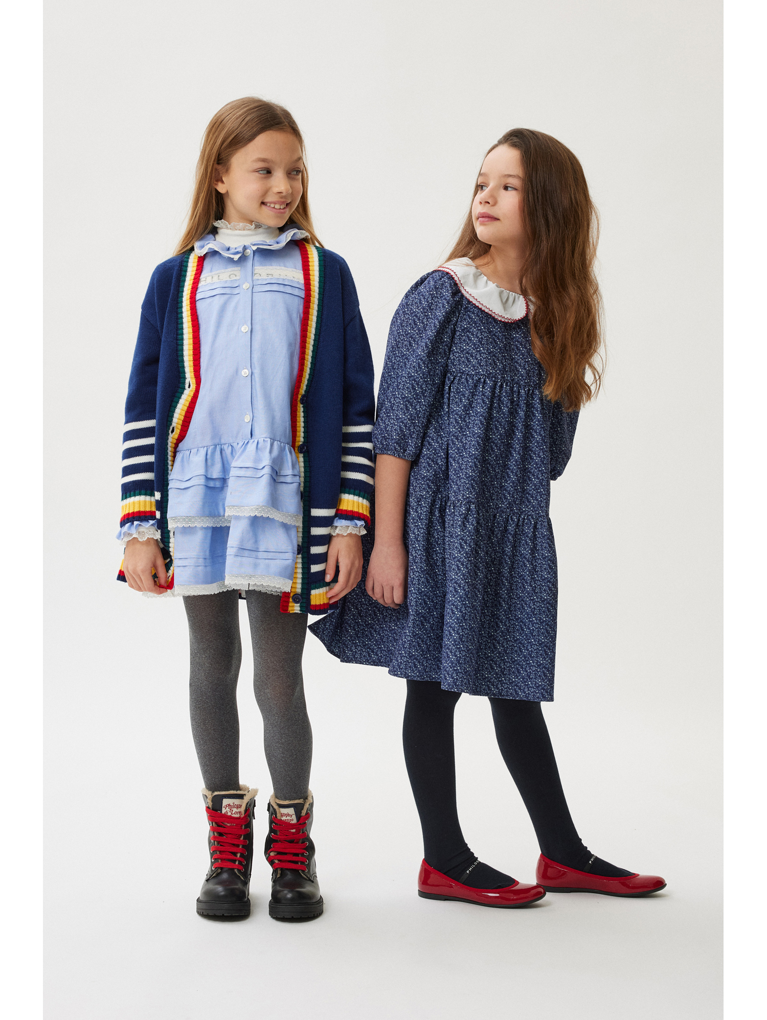 Philosophy Di Lorenzo Serafini Philosophy Kids Embroidered Collar Dress In Blue