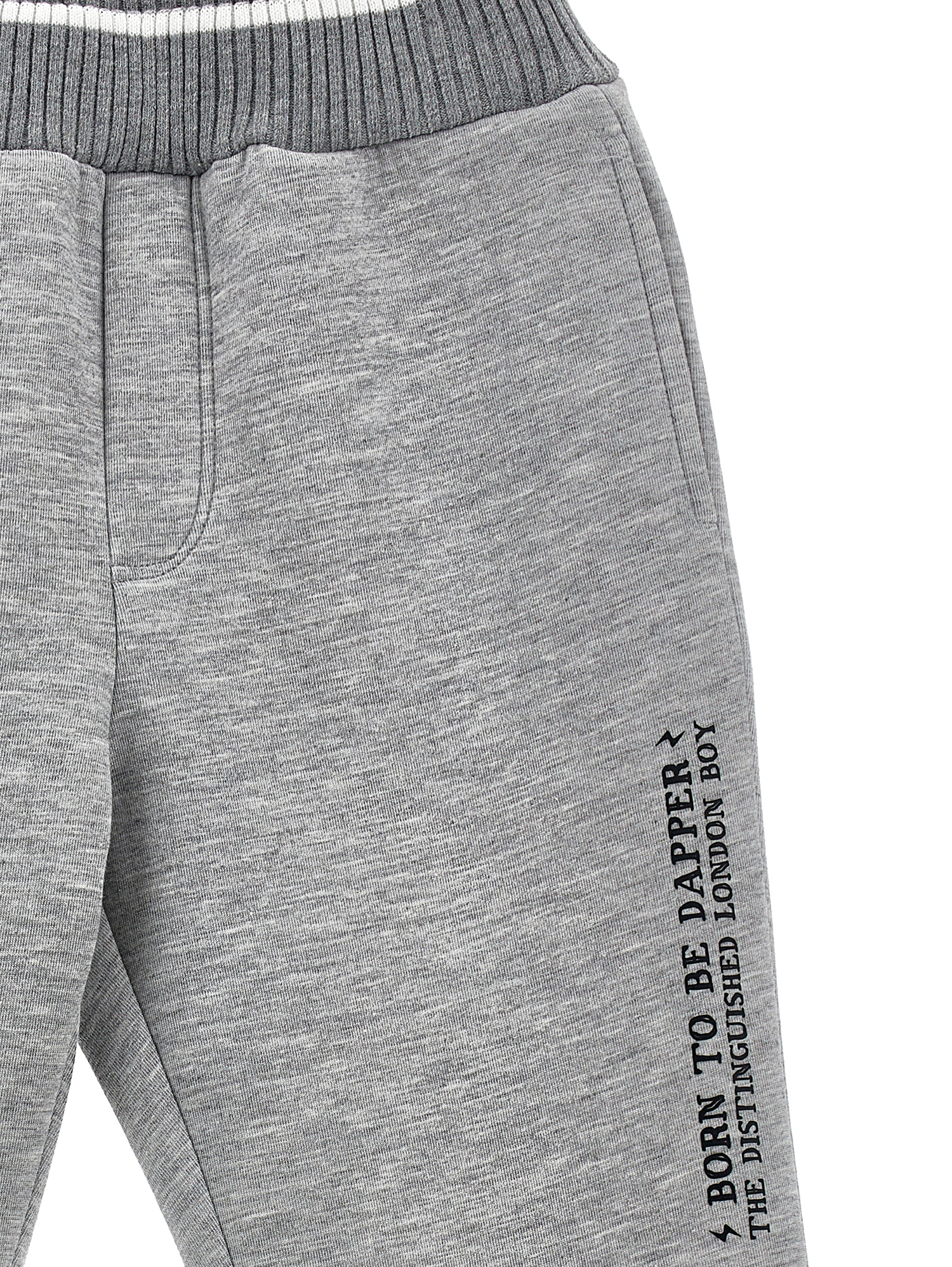 Monnalisa Fleece Joggers In Grey + Cream