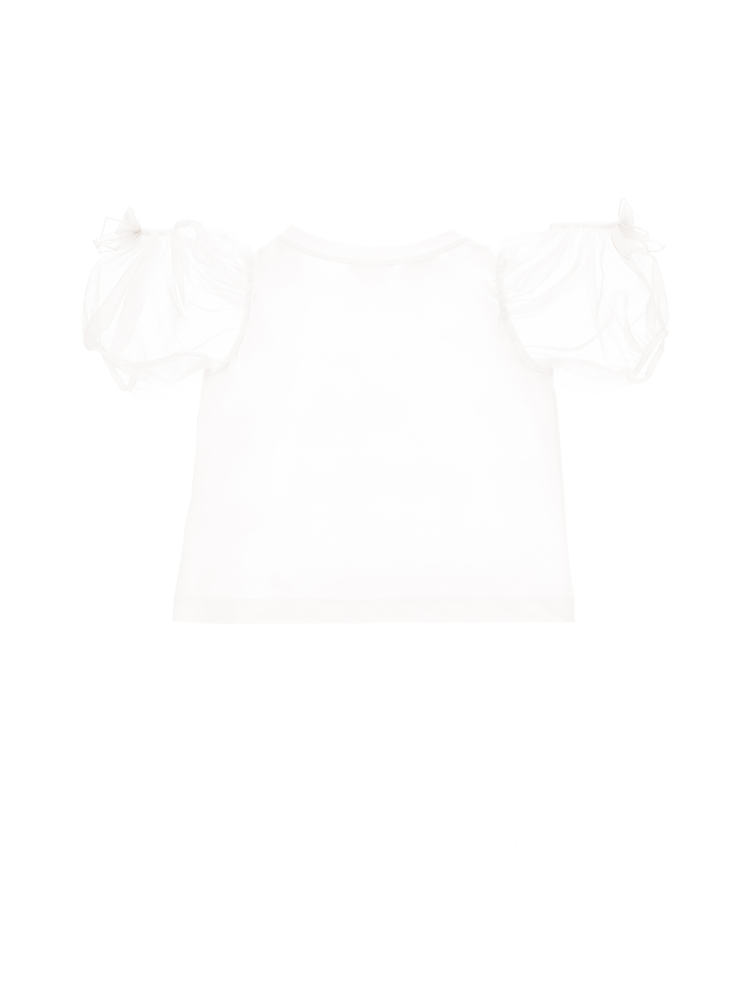 Shop Monnalisa Jersey T-shirt With Balloon Sleeves In Cream