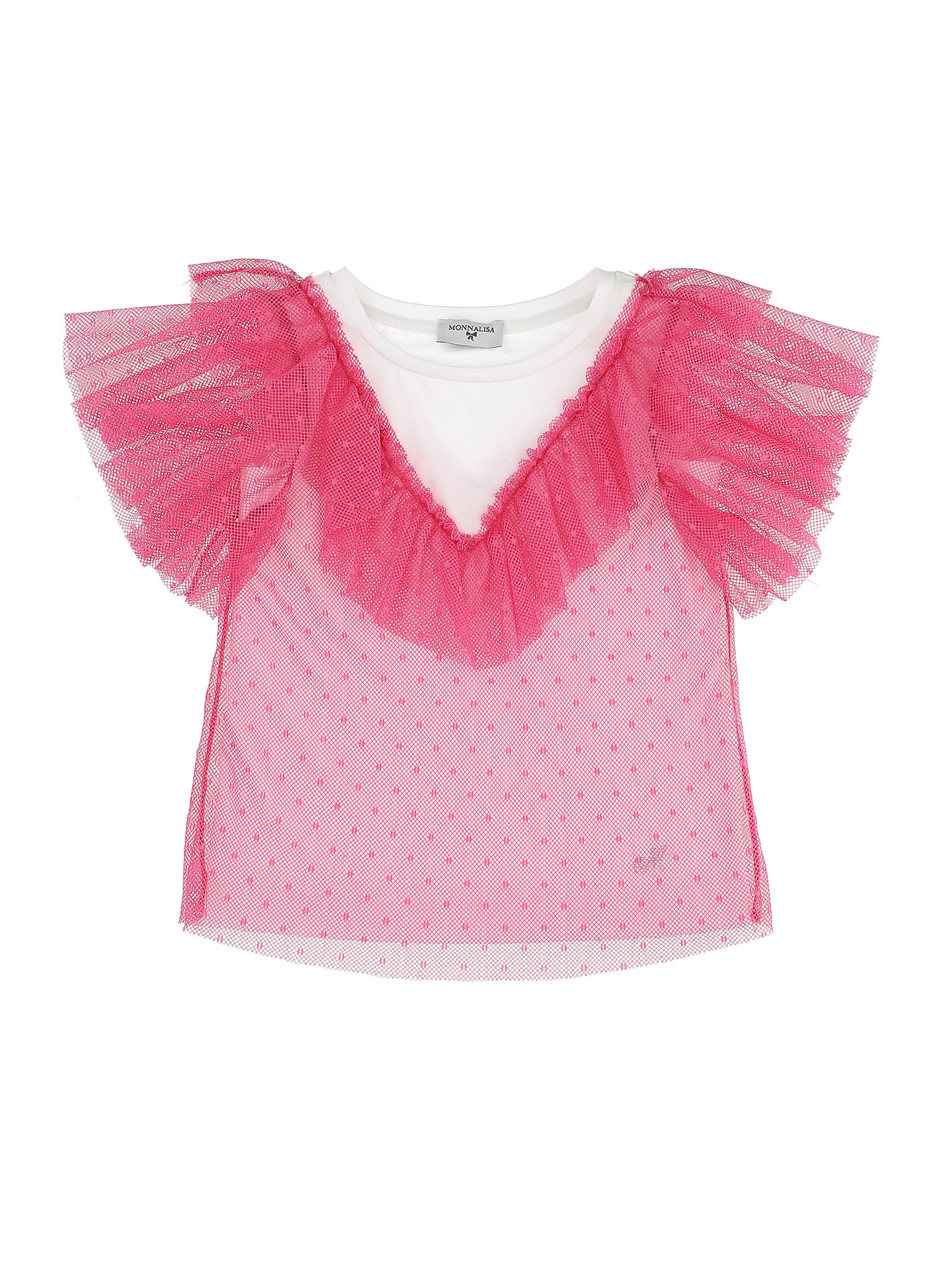 Monnalisa Kids'   T-shirt In White + Sachet Pink
