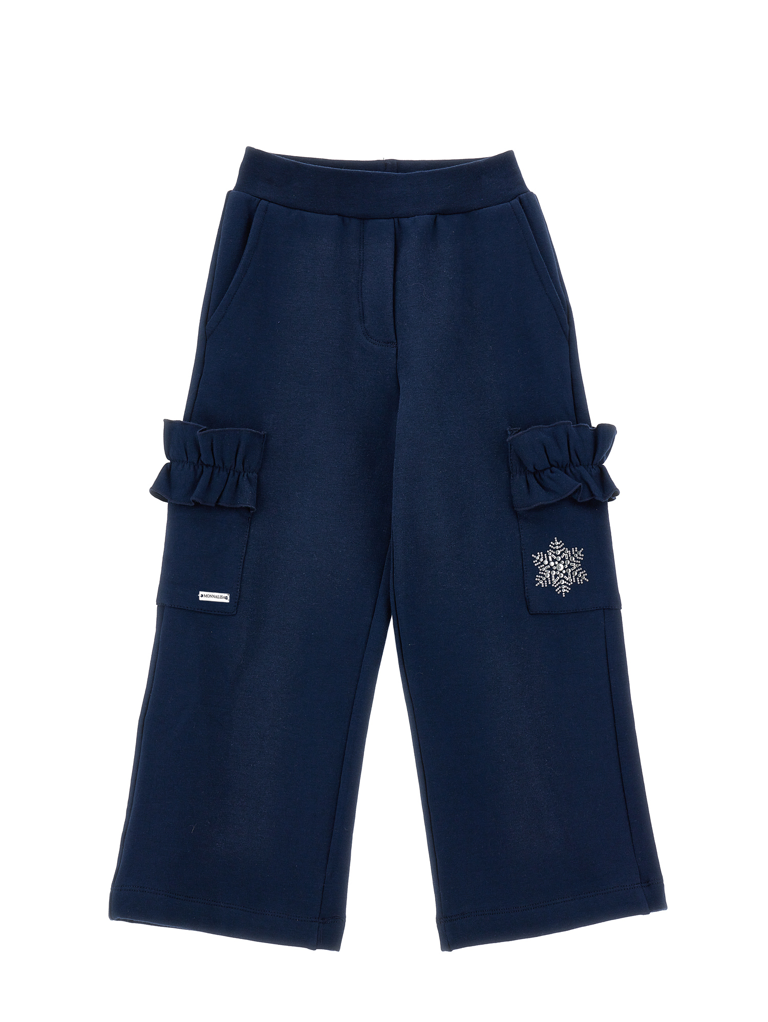 Monnalisa Fleece Trousers With Ruffles In Dark Blue