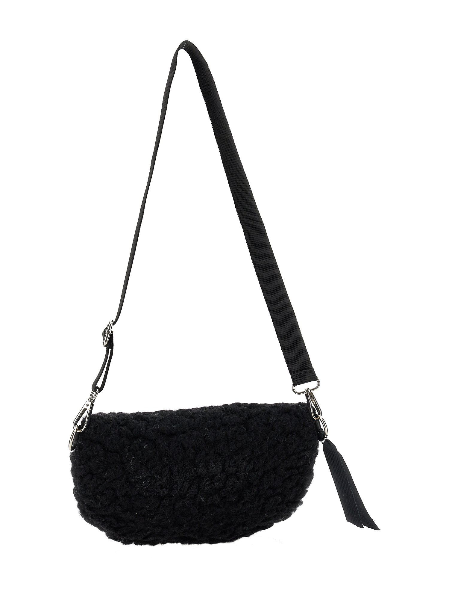 Shop Monnalisa Plush Shoulder Bag In Black