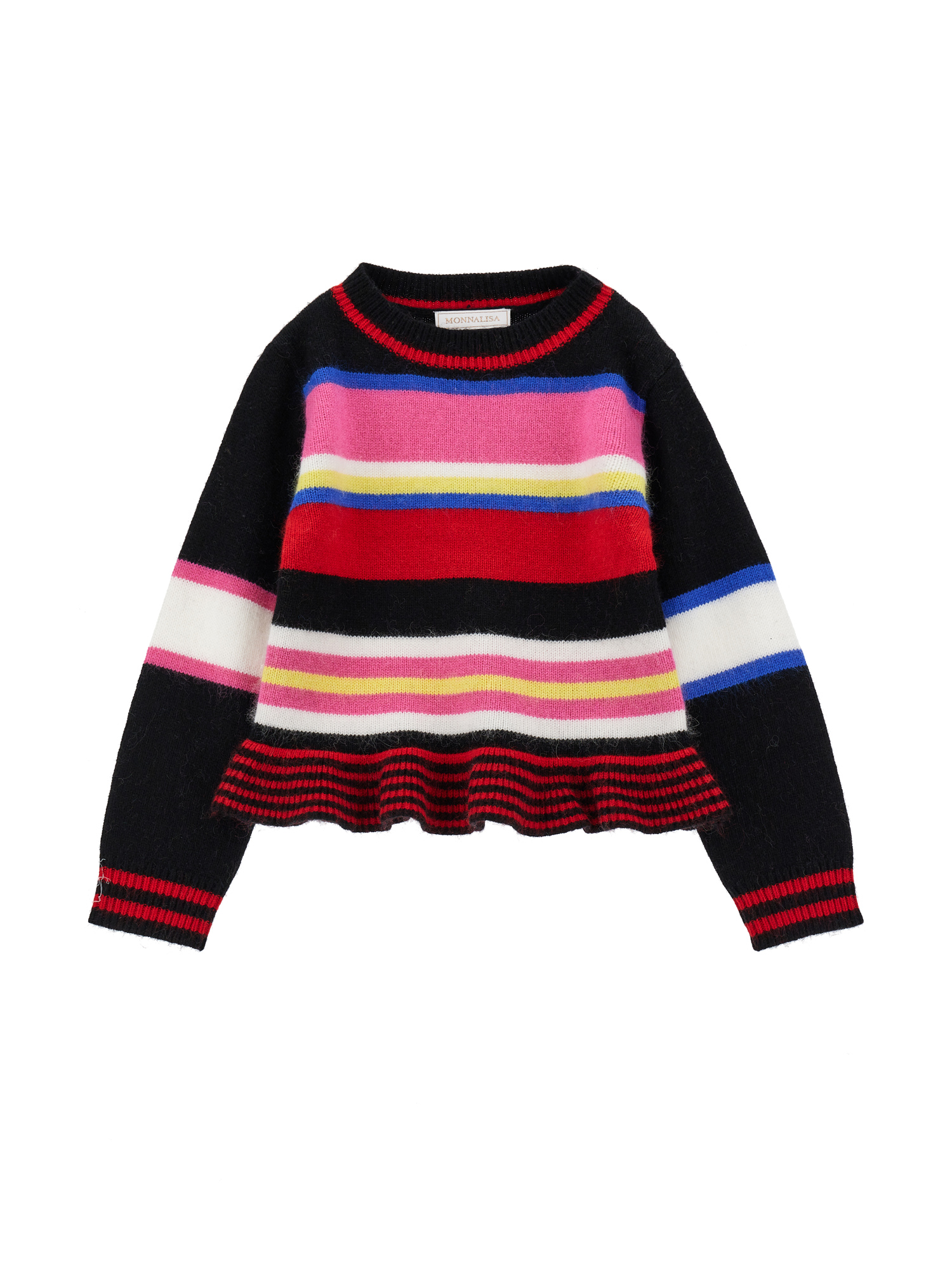Monnalisa Soft Striped Sweater In Multicolor