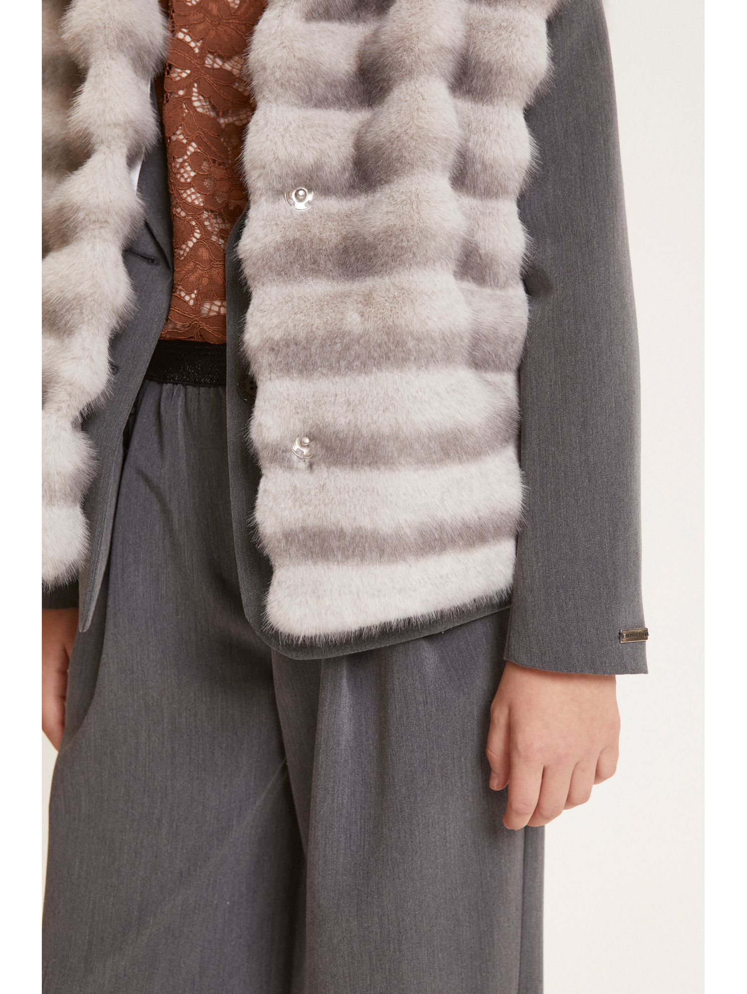 Monnalisa Plush Vest In Gray