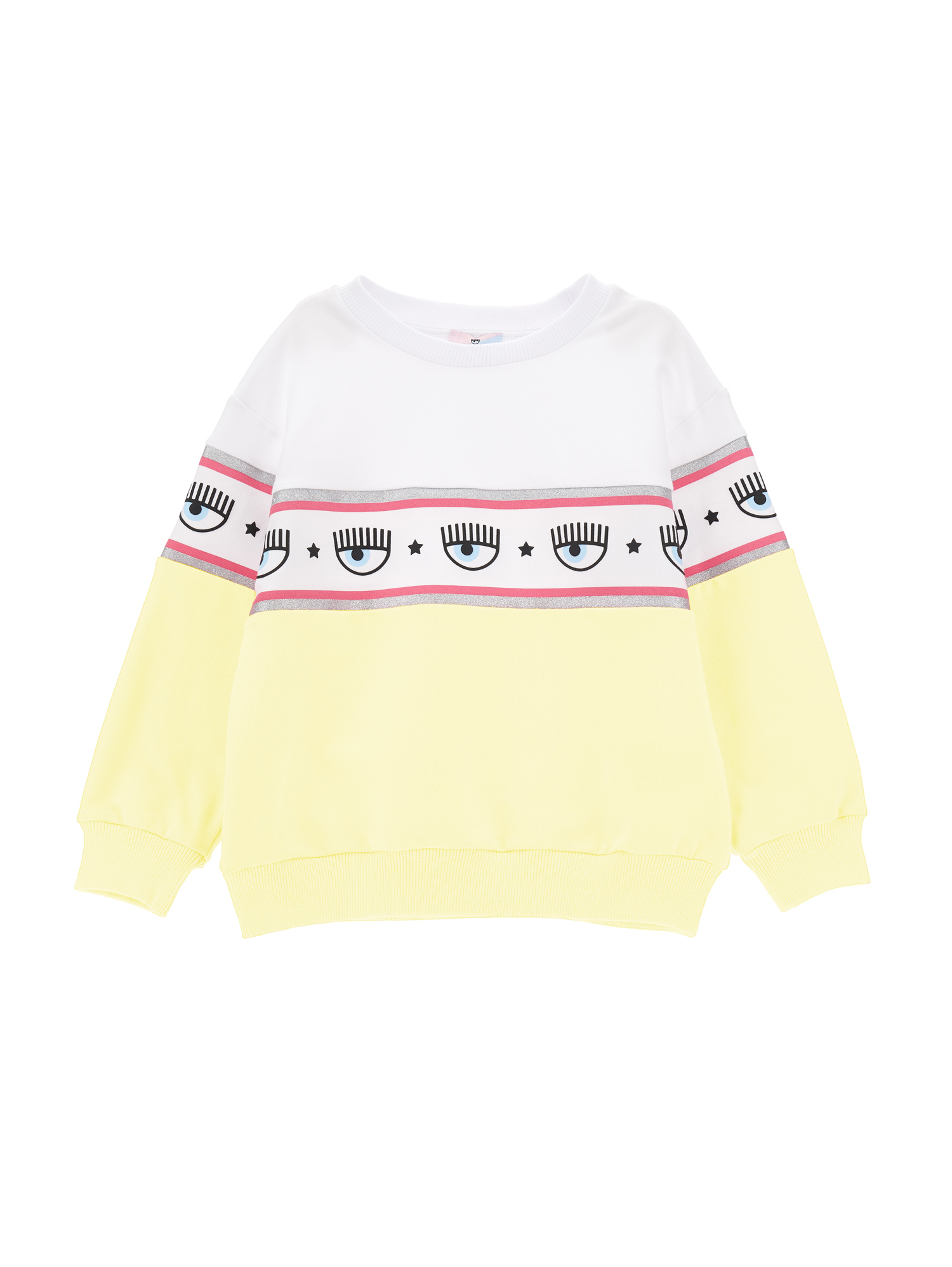 Chiara Ferragni Kids'   Maxilogomania Two-tone Sweatshirt In Wax Yellow