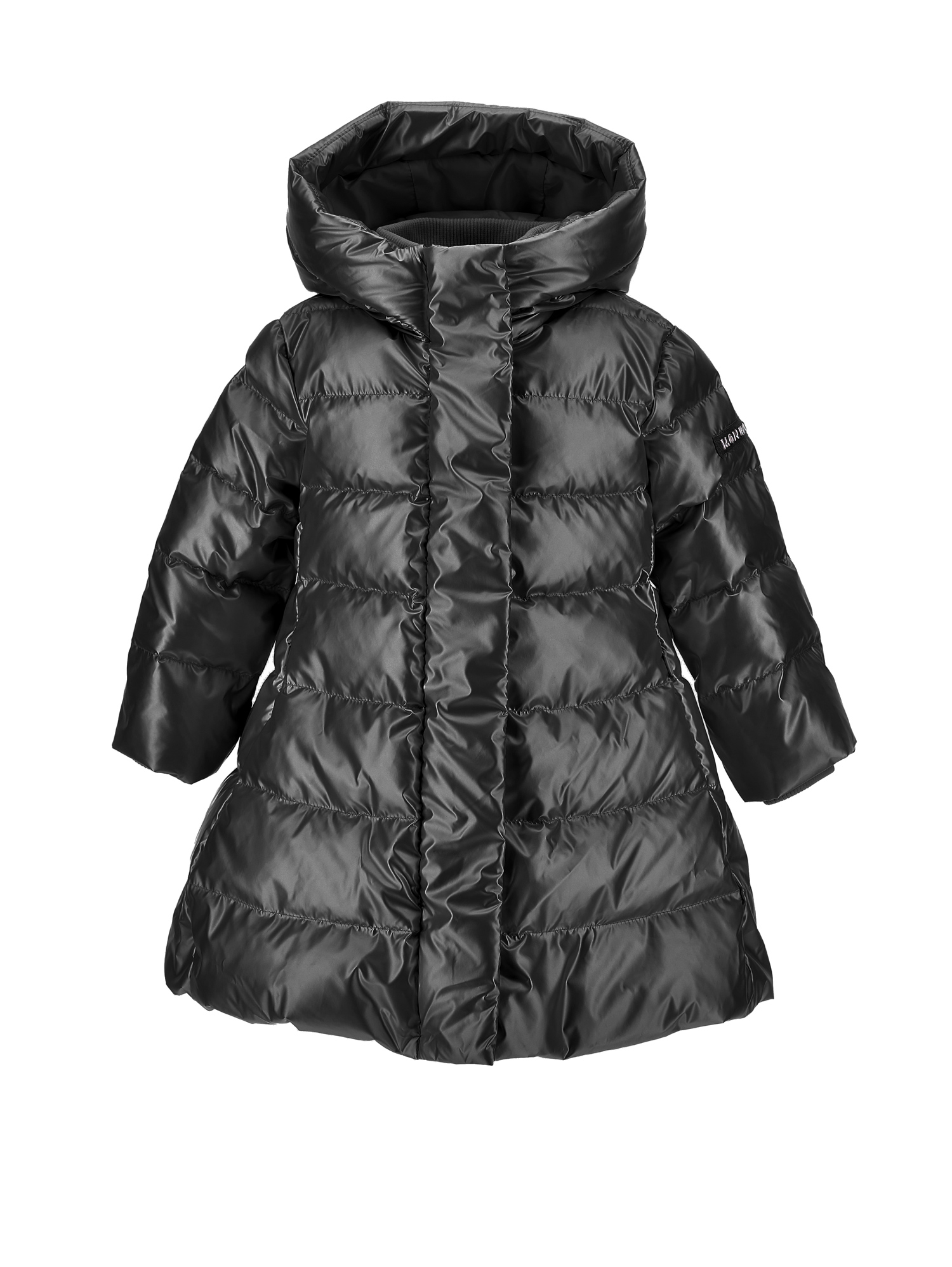 Monnalisa Down Jacket With Hood And Zip In Black