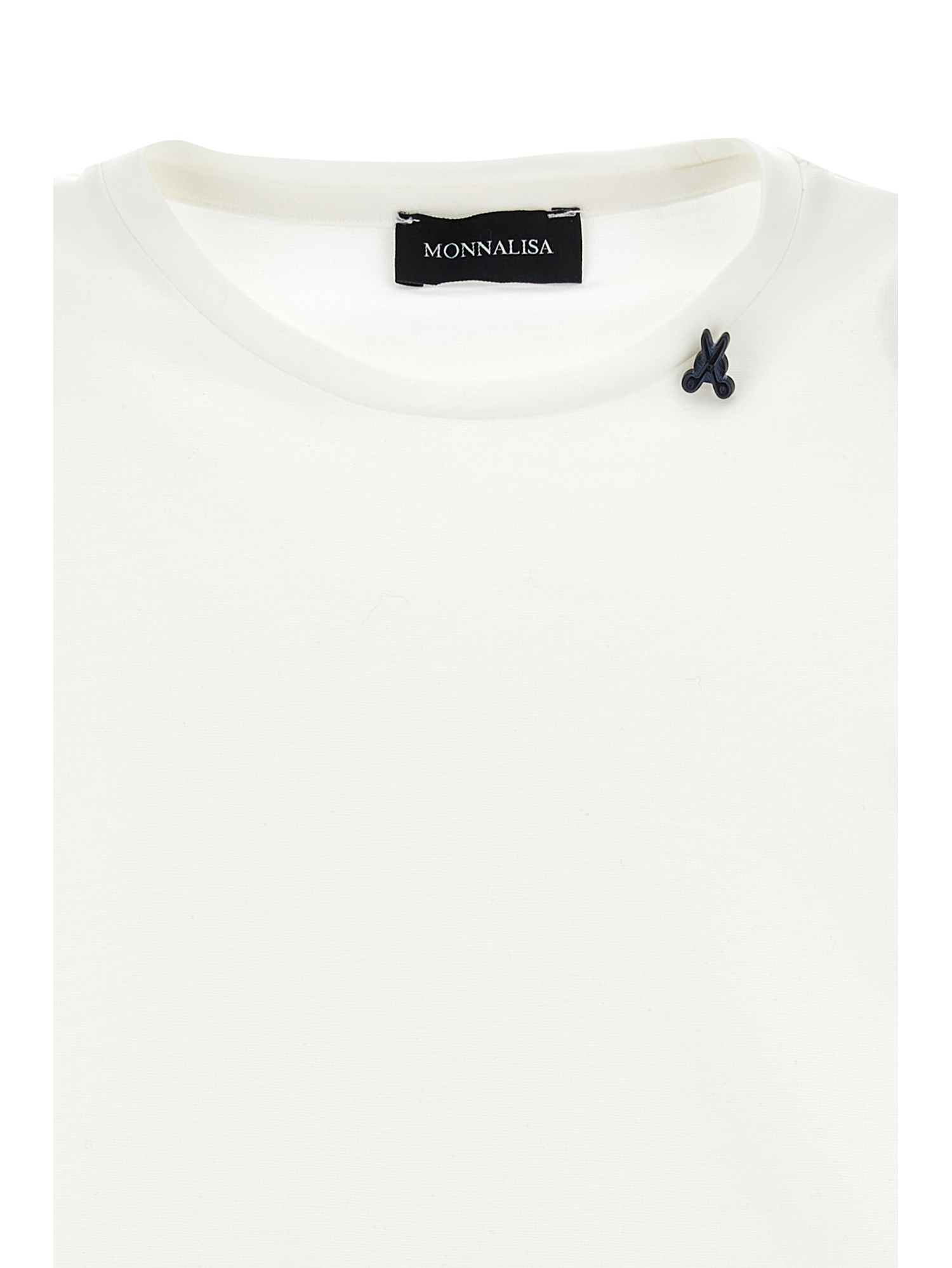 Monnalisa Plain Colour Cotton T-shirt In Cream