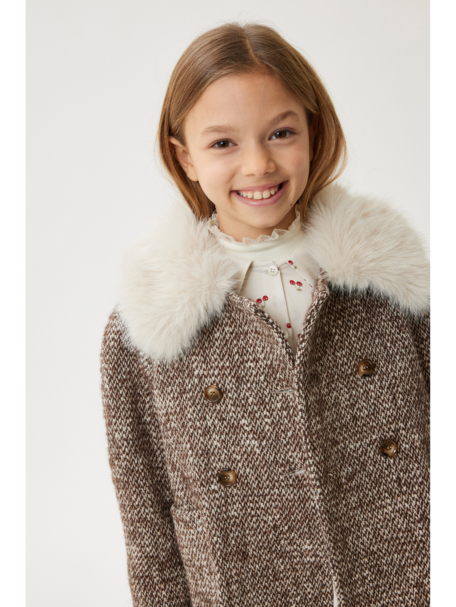 Philosophy Di Lorenzo Serafini Philosophy Kids Coat With Fur Collar In Multi
