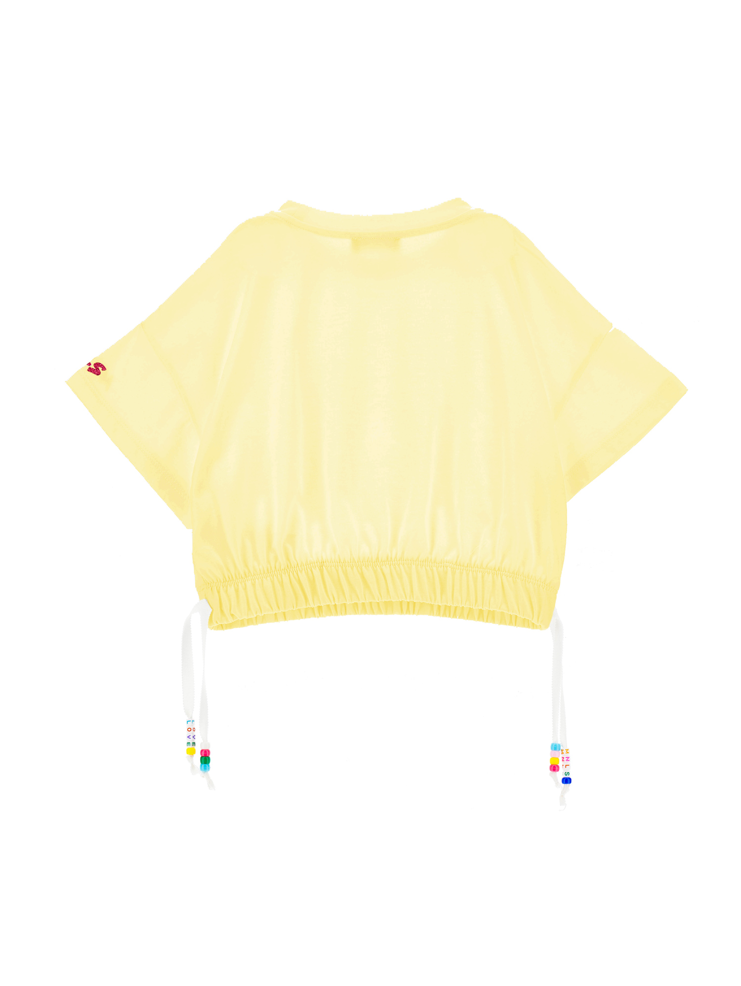 Shop Monnalisa Cropped T-shirt With Beads In Ochre