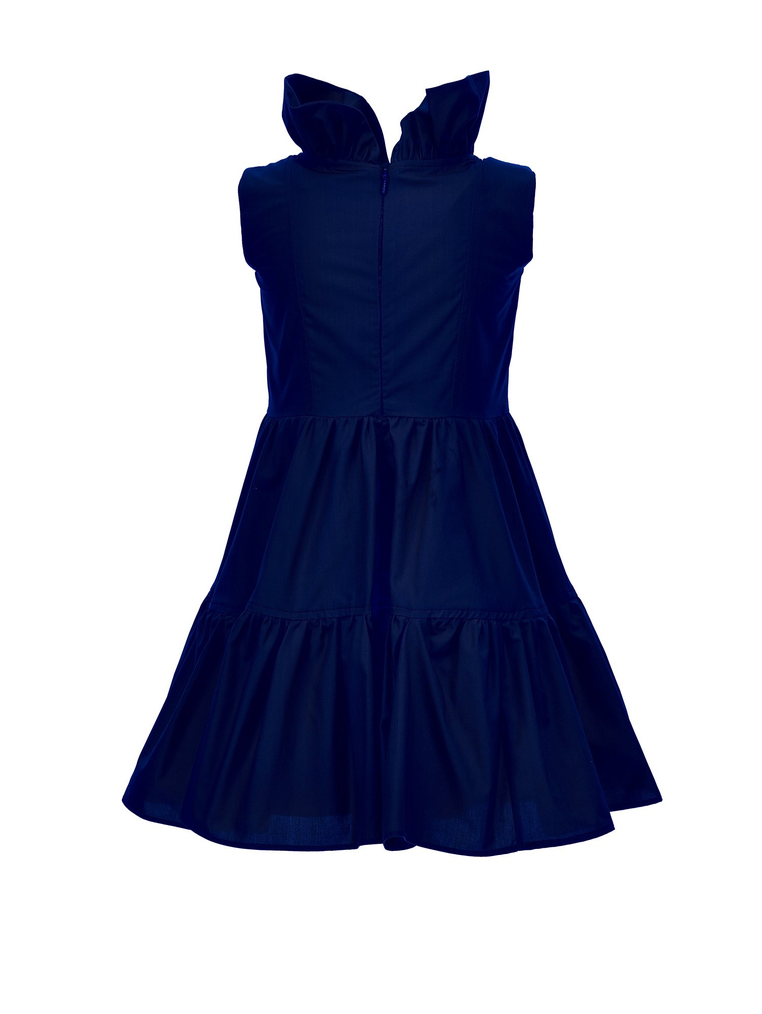 Shop Monnalisa Poplin Dress With Trim In Navy Blue