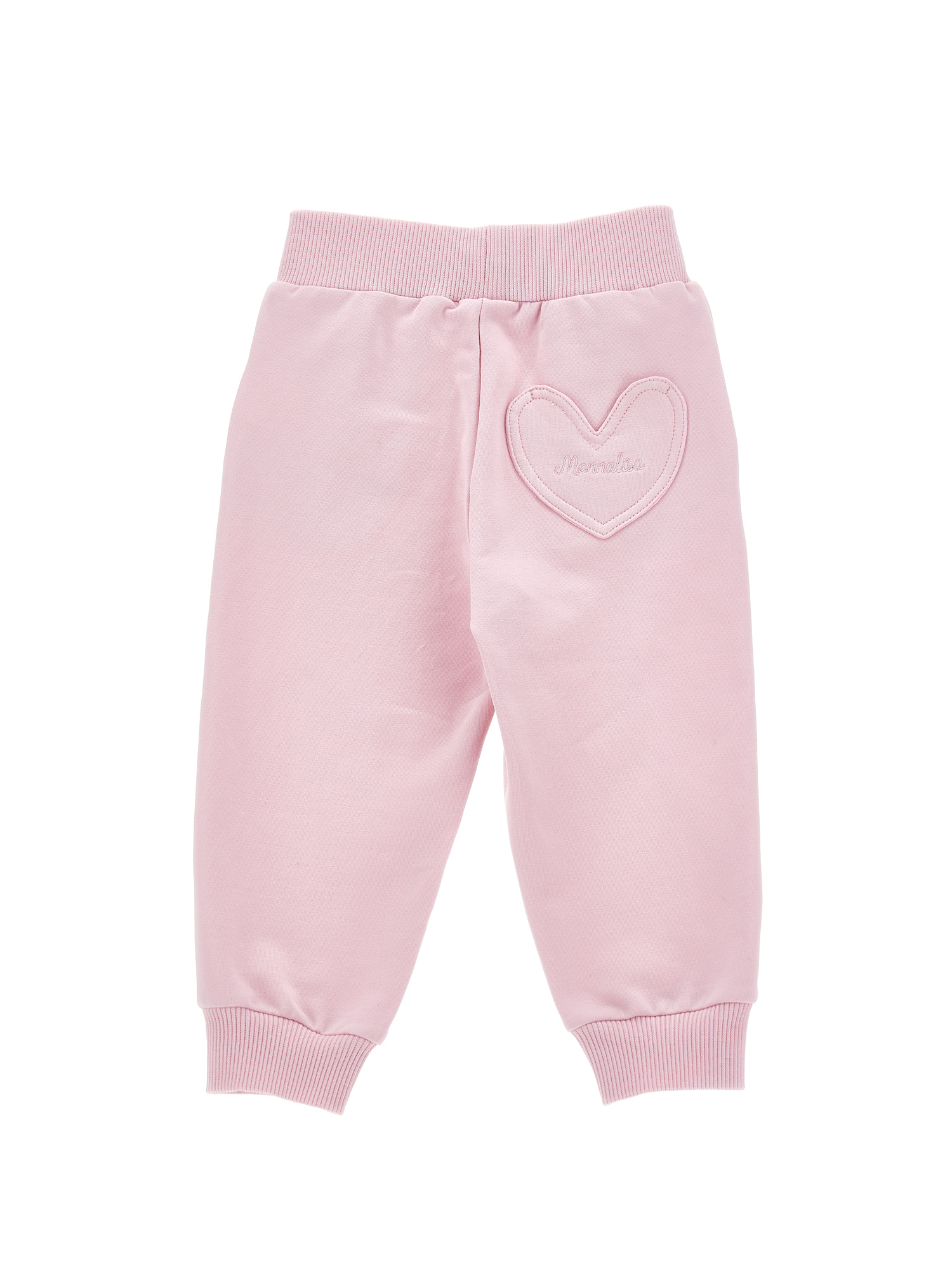 Shop Monnalisa Fleece Joggers With Heart Pocket In Pink