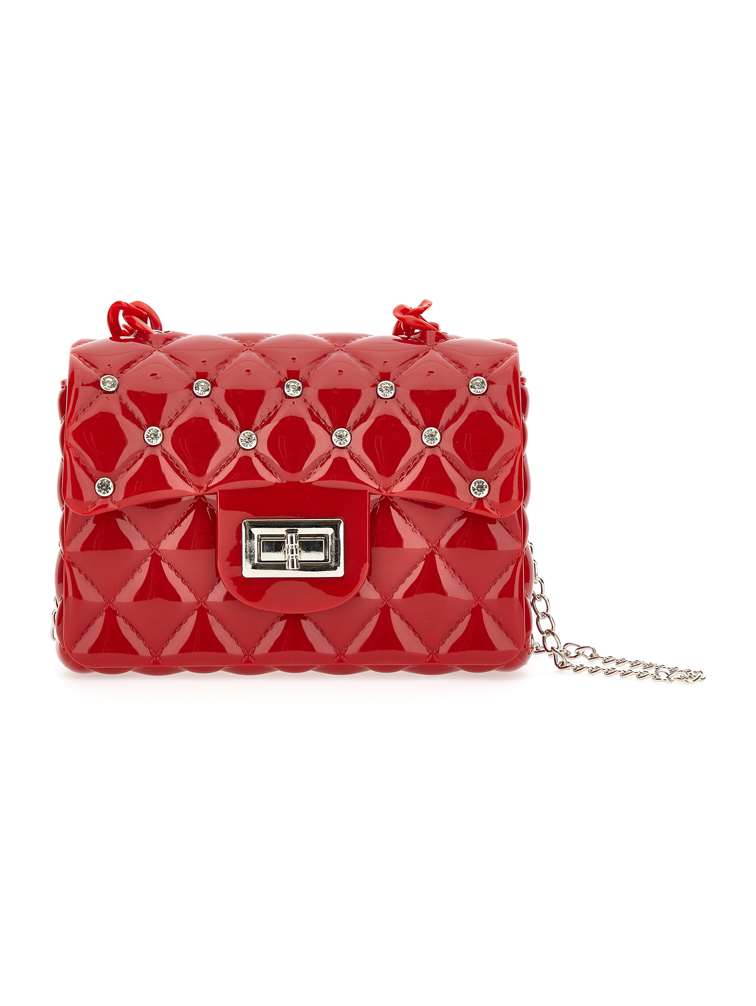 Monnalisa Rhinestone Pvc Bag In Red