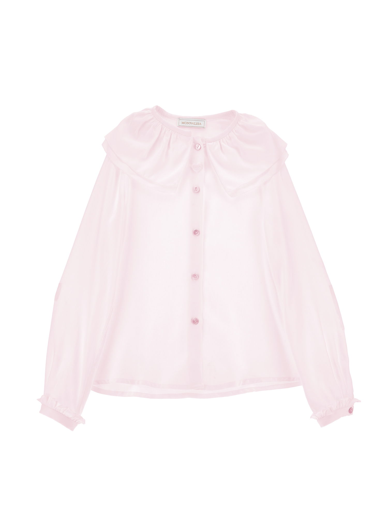Monnalisa Kids'   Maxi Collar Twill Shirt In Dusty Pink Rose