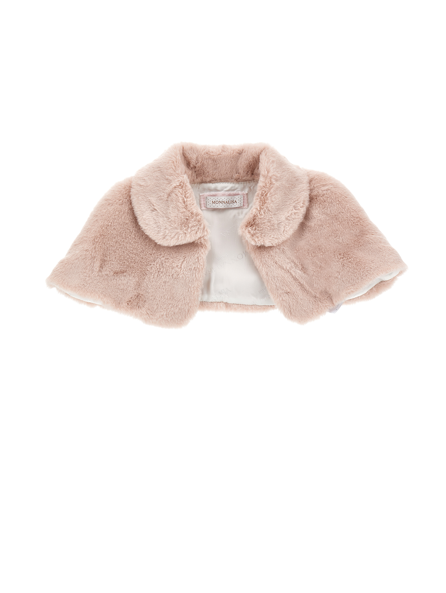 Monnalisa Faux Nutria Fur Plush Cape In Dusty Pink Rose