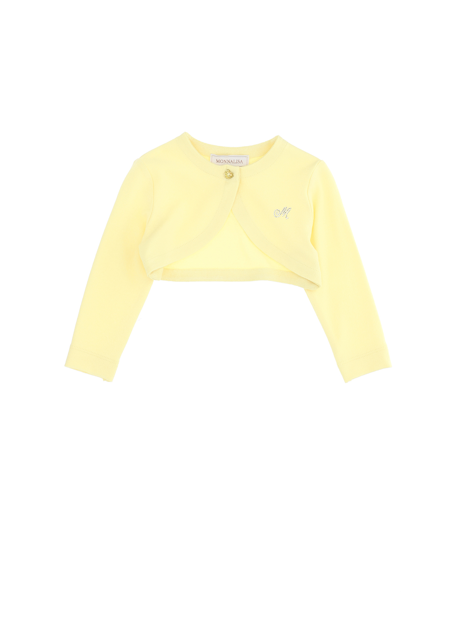 Shop Monnalisa Crepe Wraparound Cardigan In Light Yellow