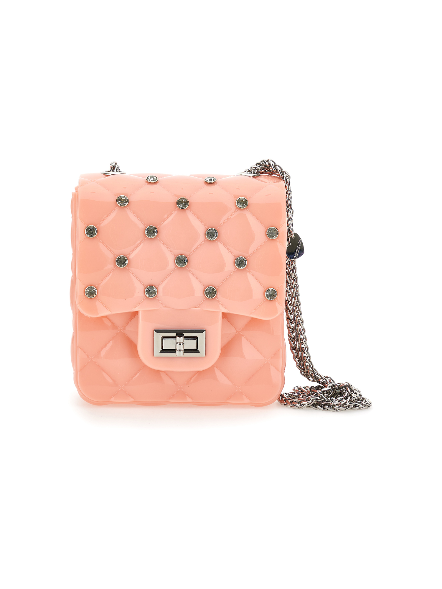 Monnalisa Pvc Bag With Rhinestones In Rosa Fairy Tale