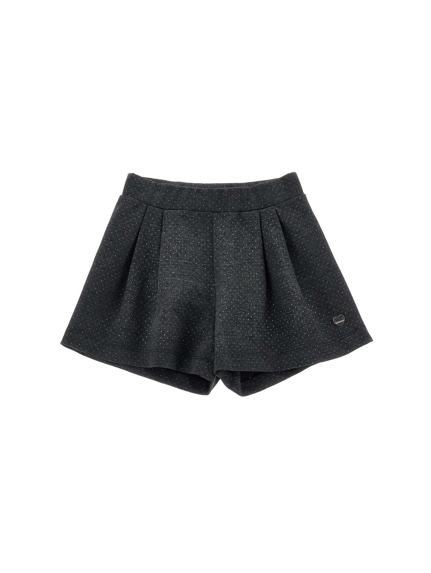 Monnalisa Glitter Polka Dot Bermuda Shorts In Medium Grey + Silver