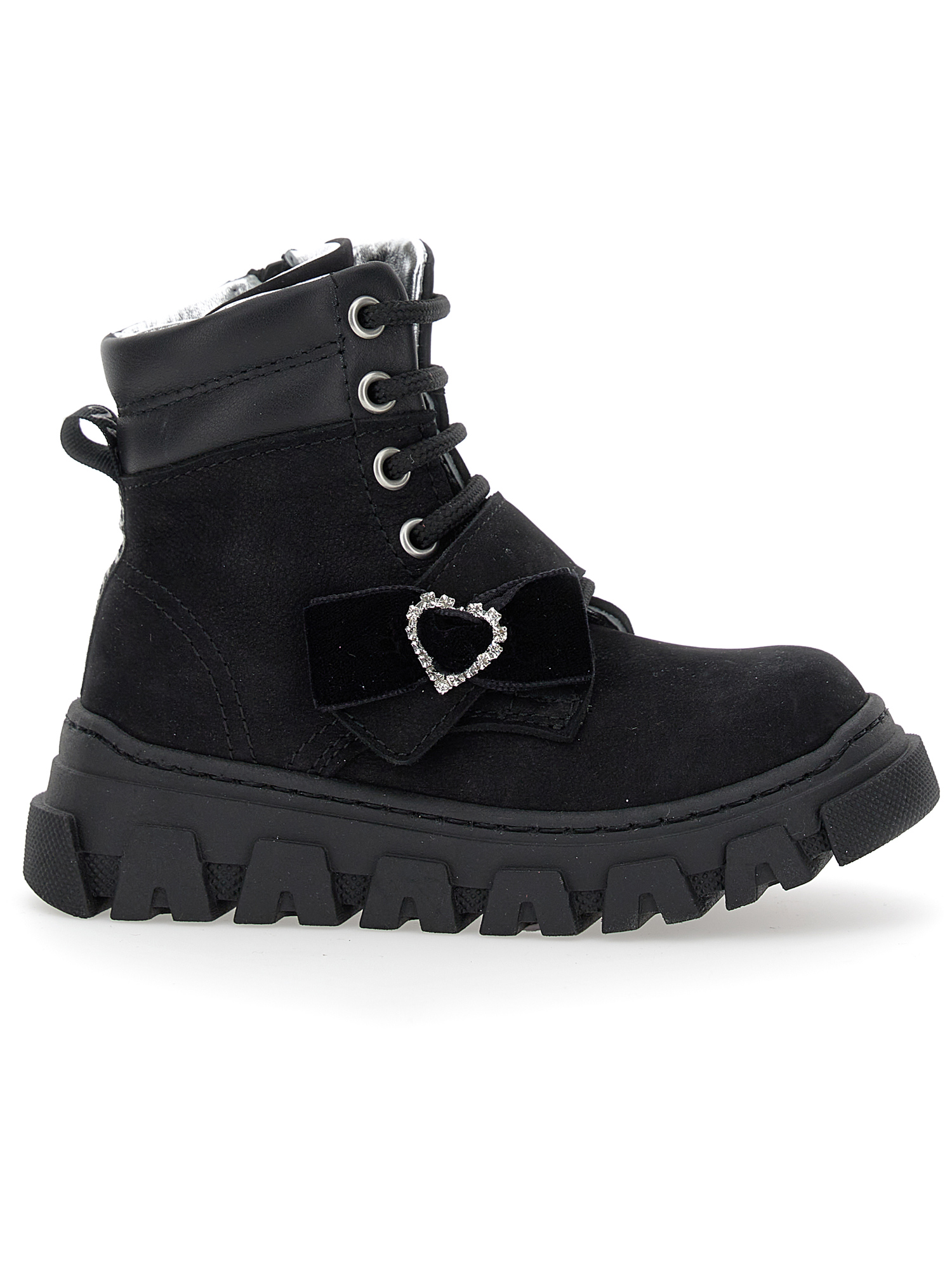 Monnalisa Sheepskin-lined Nappa And Nubuck Combat Boots In Black