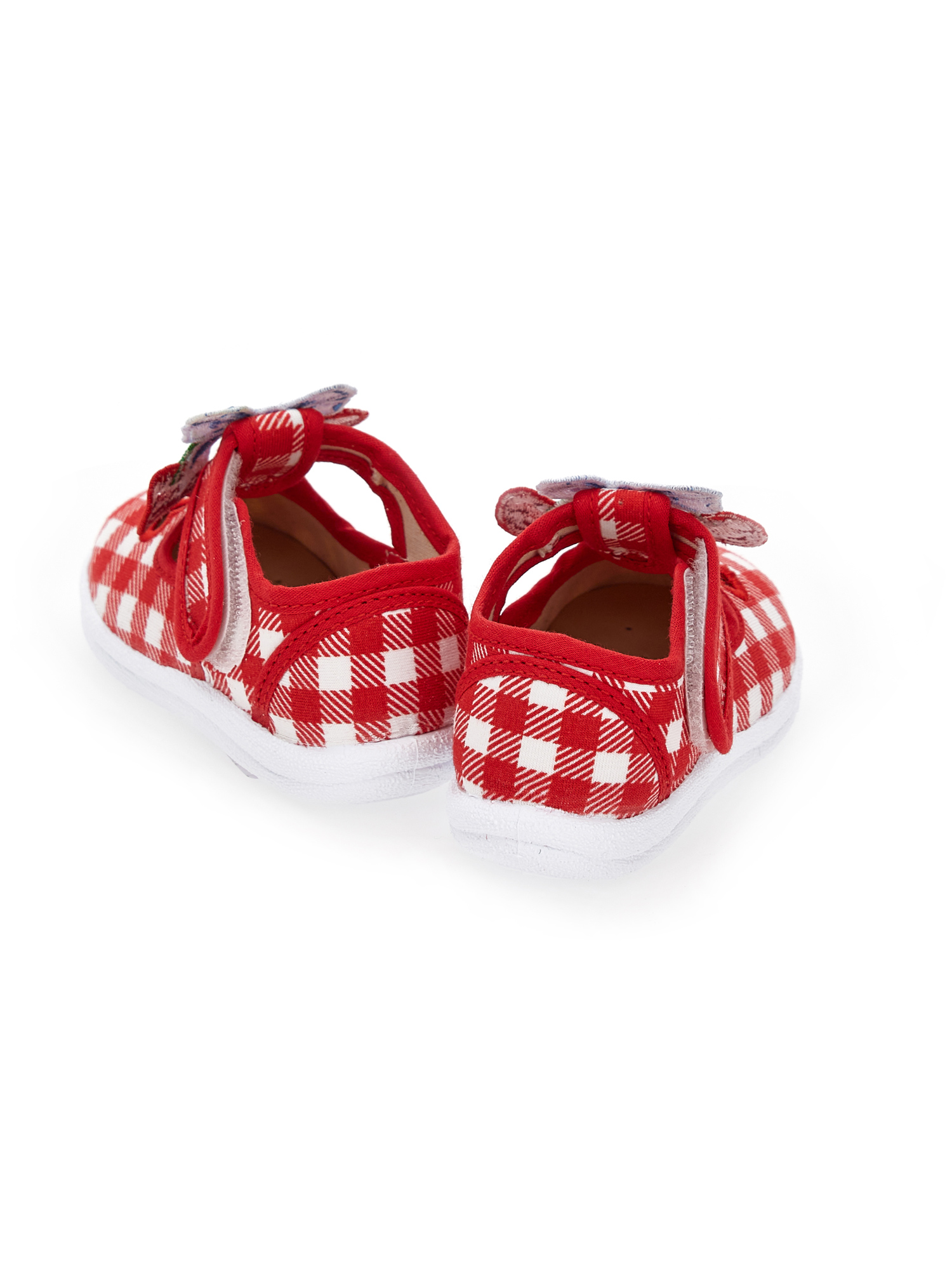 Shop Monnalisa Gingham Sandals In Red + Light Blue