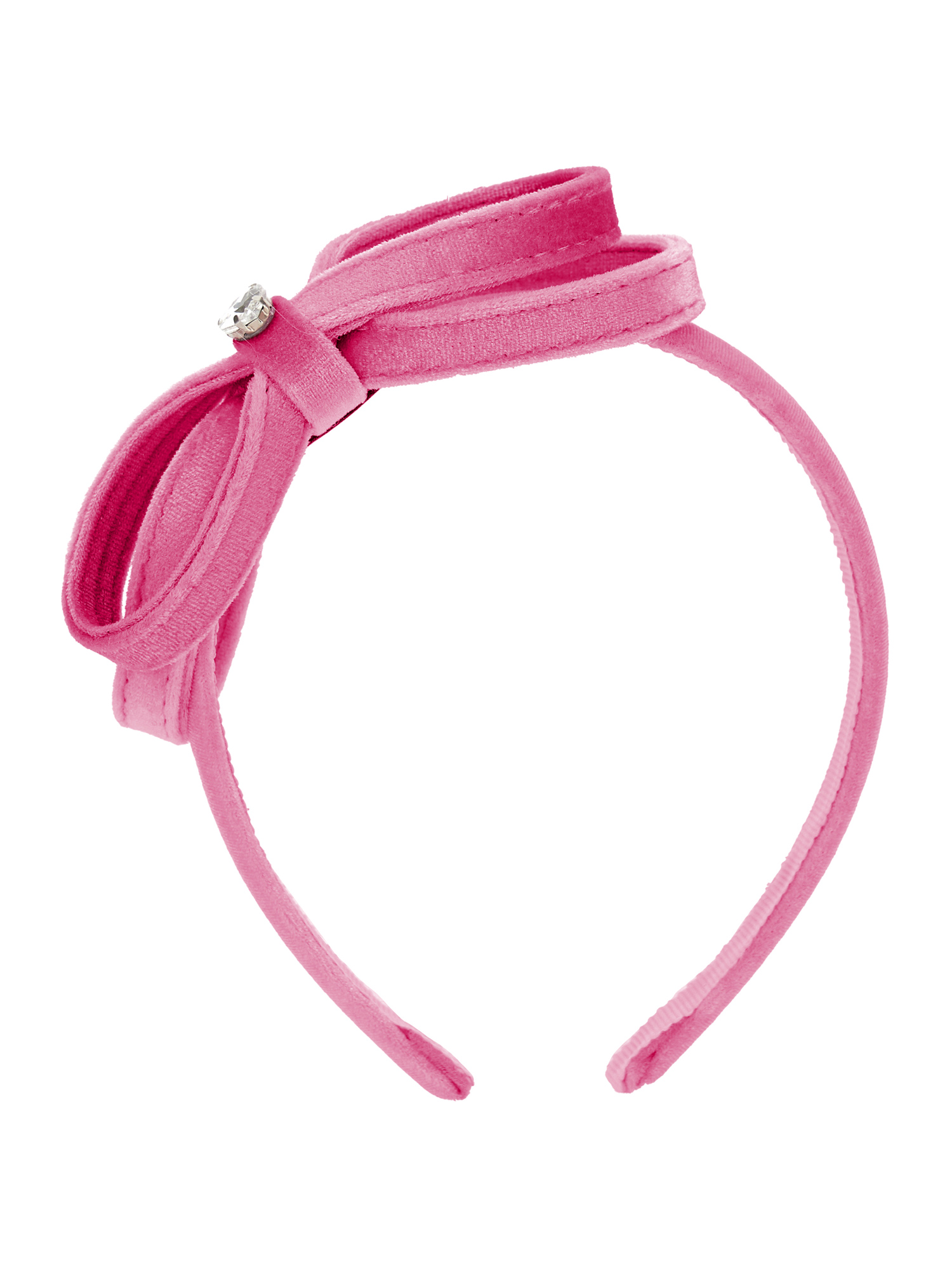 Monnalisa Velvet Headband With Bow In Fuchsia
