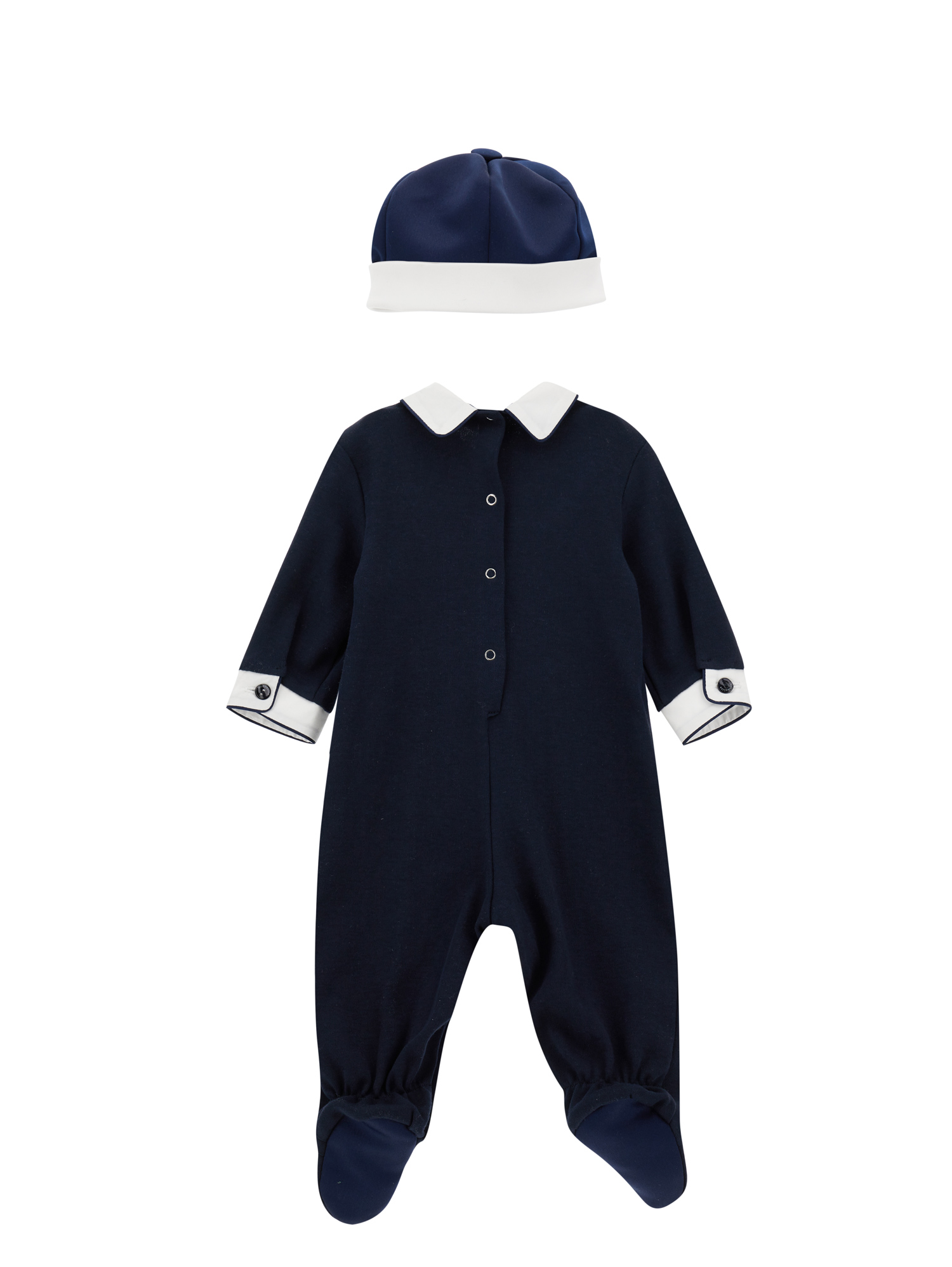 Monnalisa Elegant Playsuit With Bow Tie In Dark Blue