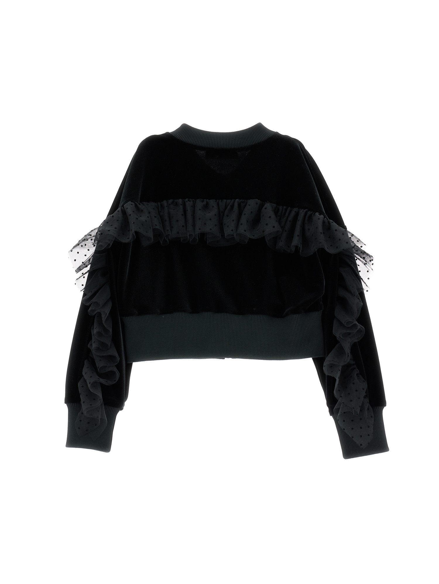 Monnalisa Warp-knit Chenille Sweatshirt In Black