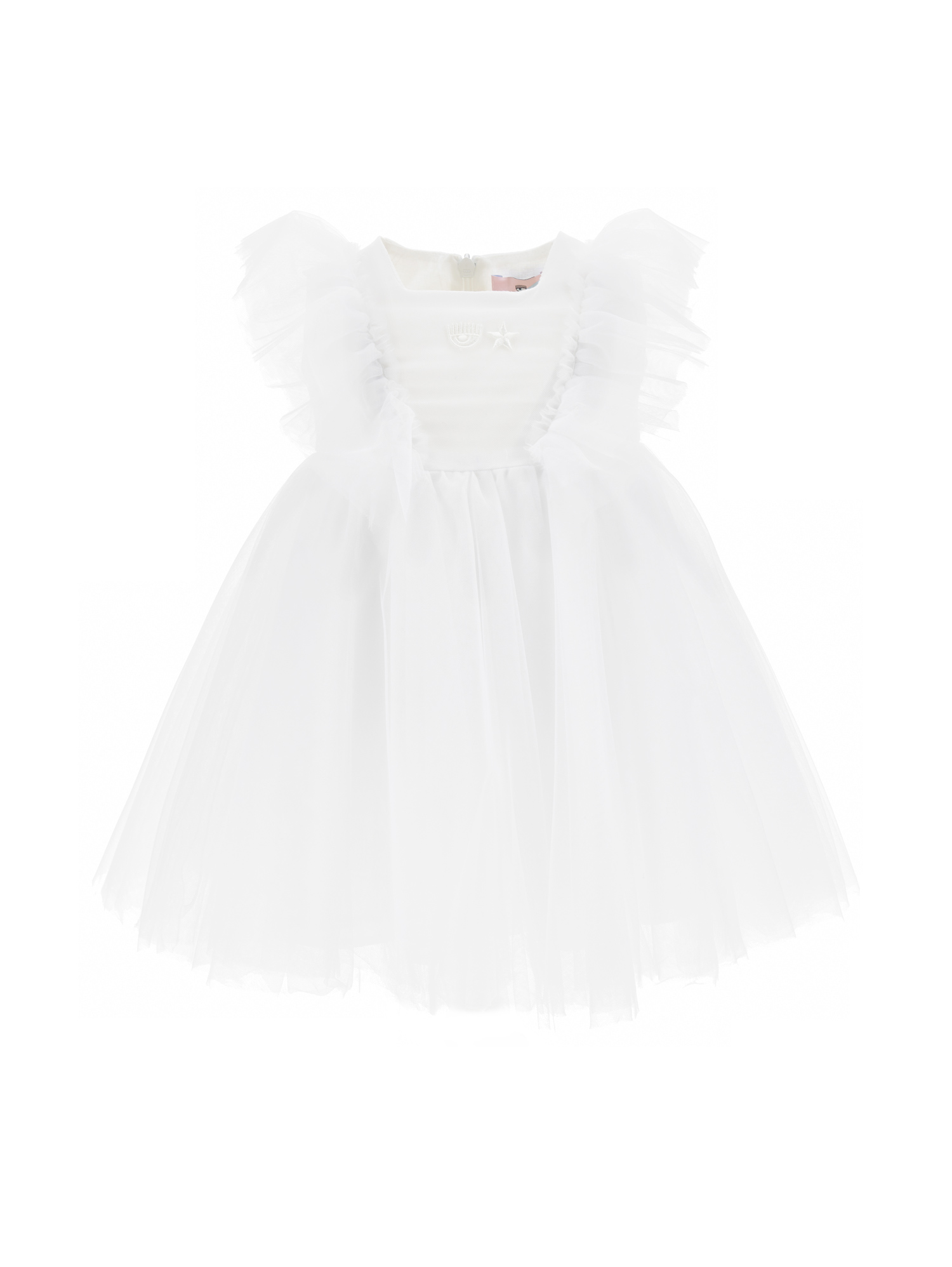 Chiara Ferragni Eyestar Embroidered Tulle Party Dress In White