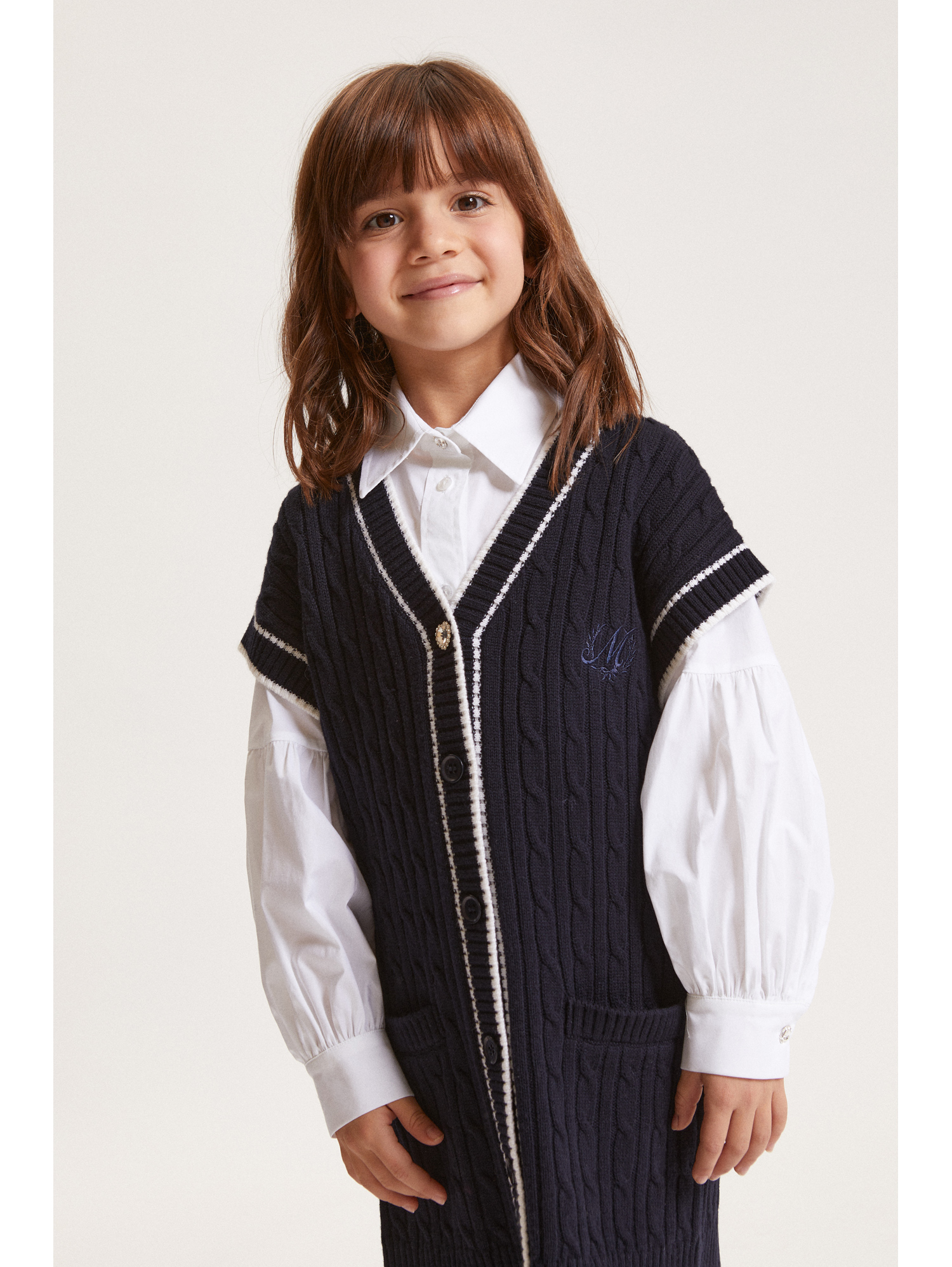 Monnalisa Vest With Logo Buttons In Blue