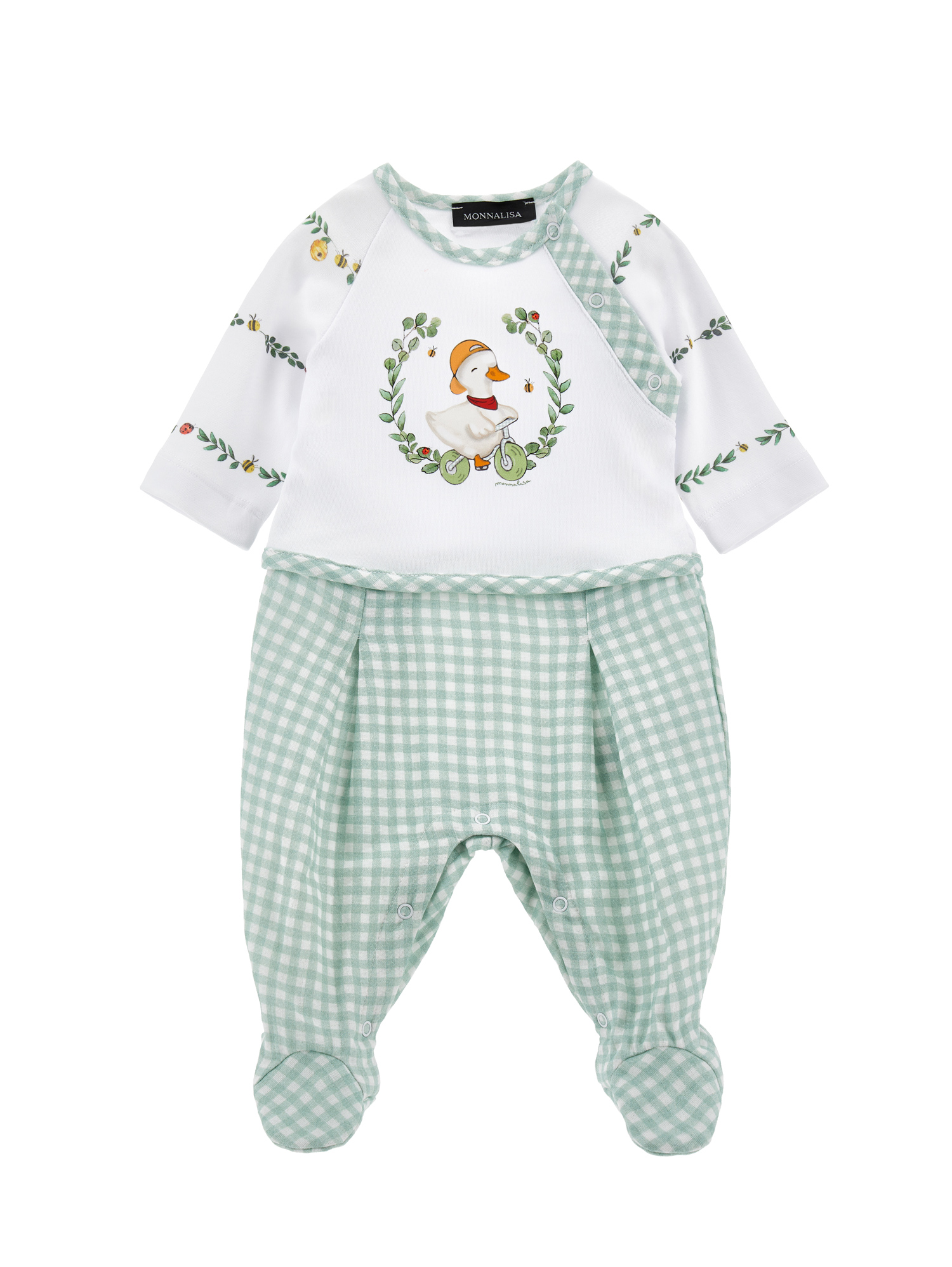 Monnalisa Strampler Aus Vichy-baumwolle In White + Multicolor