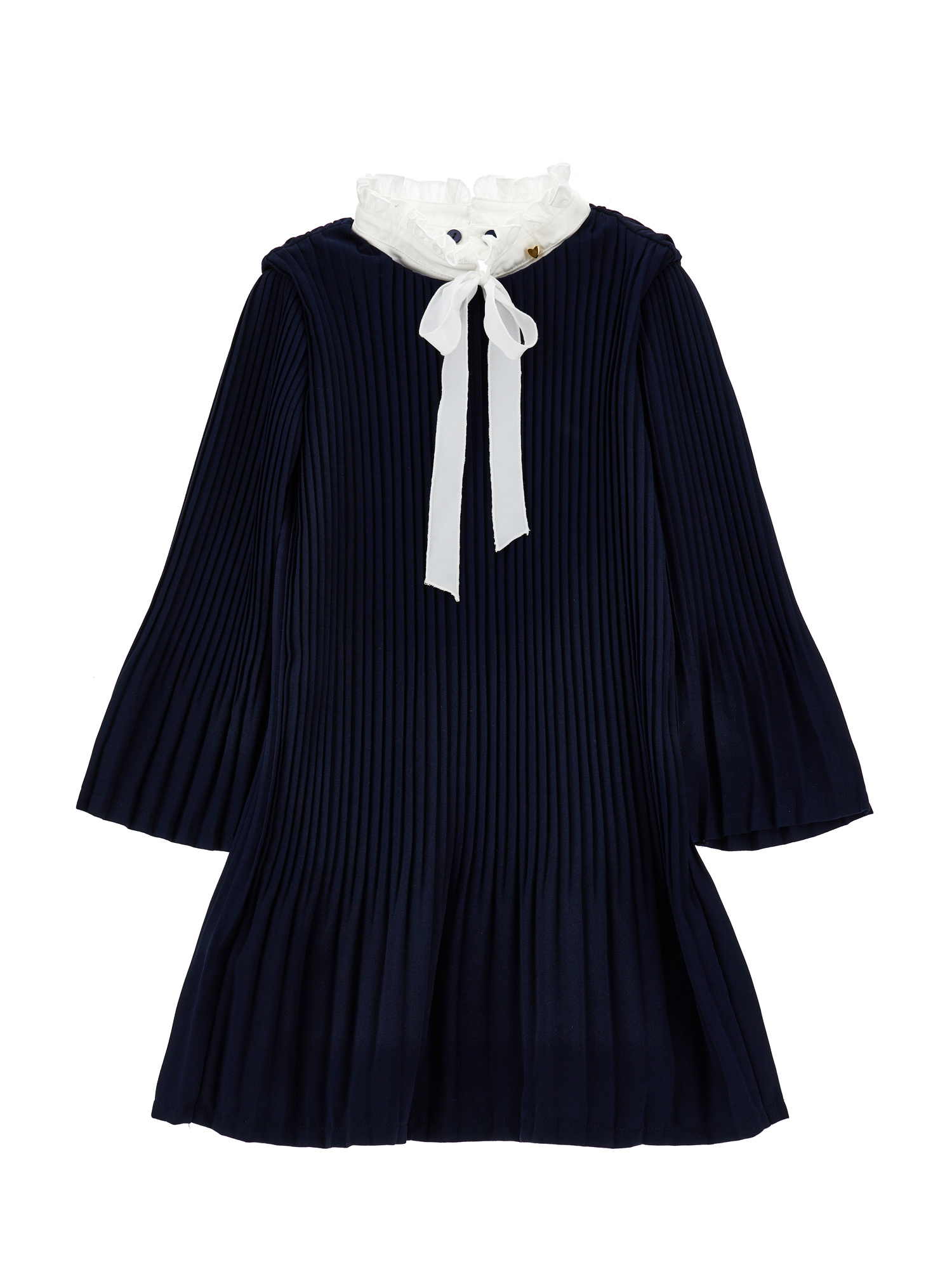 Monnalisa Pleated Dress With Bow In Black
