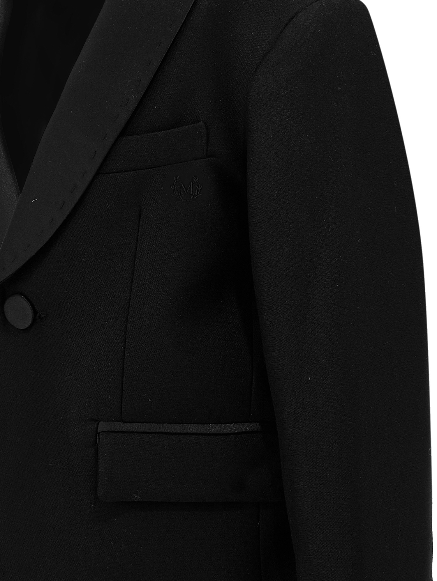Monnalisa Classic Jacket With Satin Details In Black