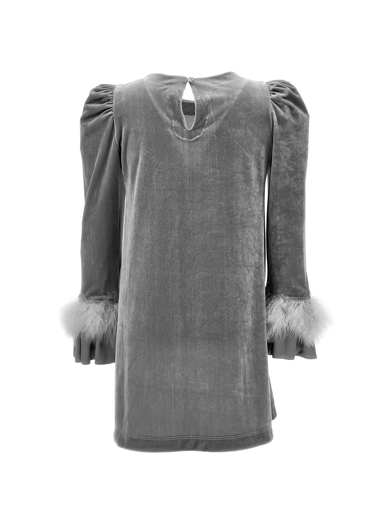 Monnalisa Chenille Bon Ton Dress In Medium Grey