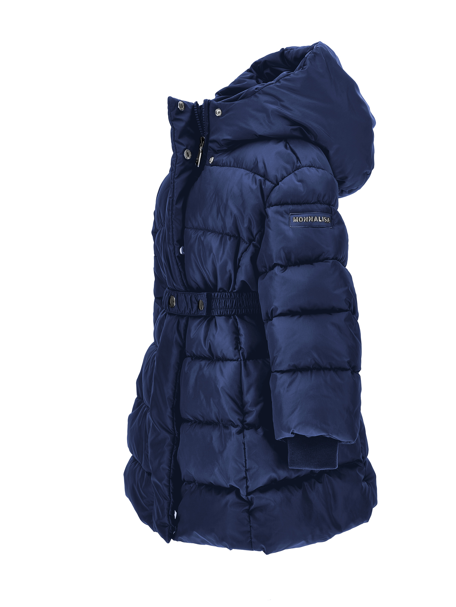 Monnalisa Down Jacket With Belt And Hood In Blue