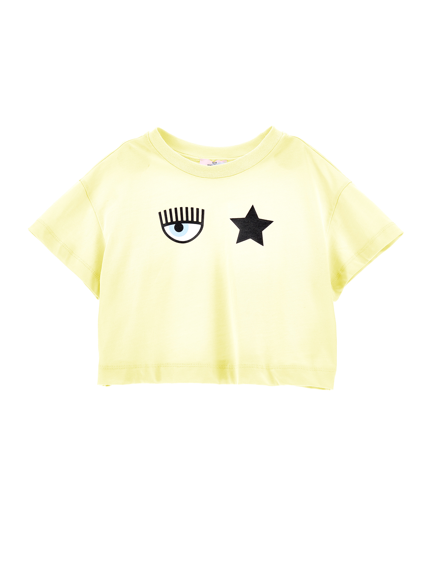 Chiara Ferragni Babies'   Eyestar Cropped T-shirt In Wax Yellow