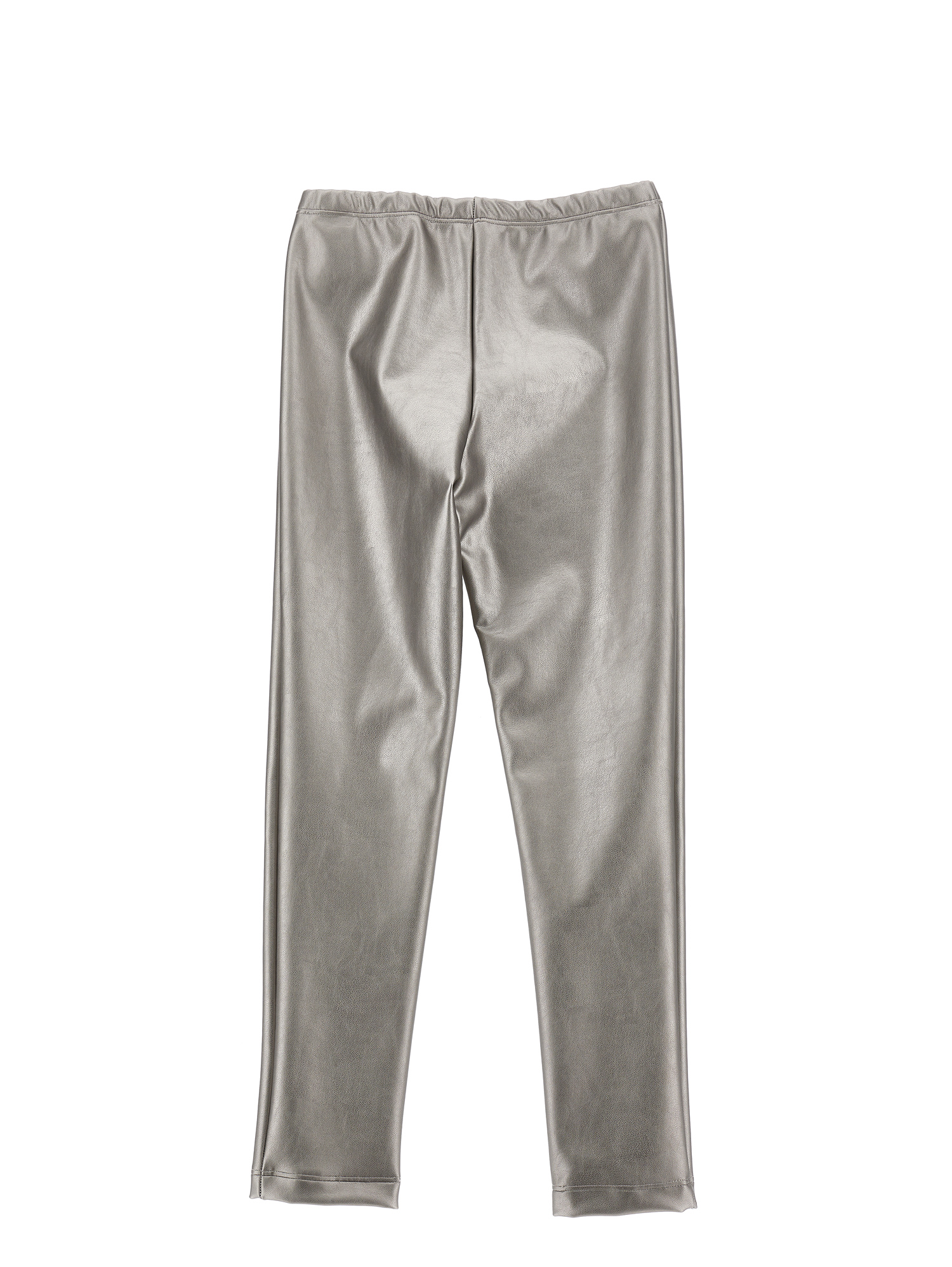 Monnalisa Coated Fabric Stretch Leggings In Gun-metal Grey