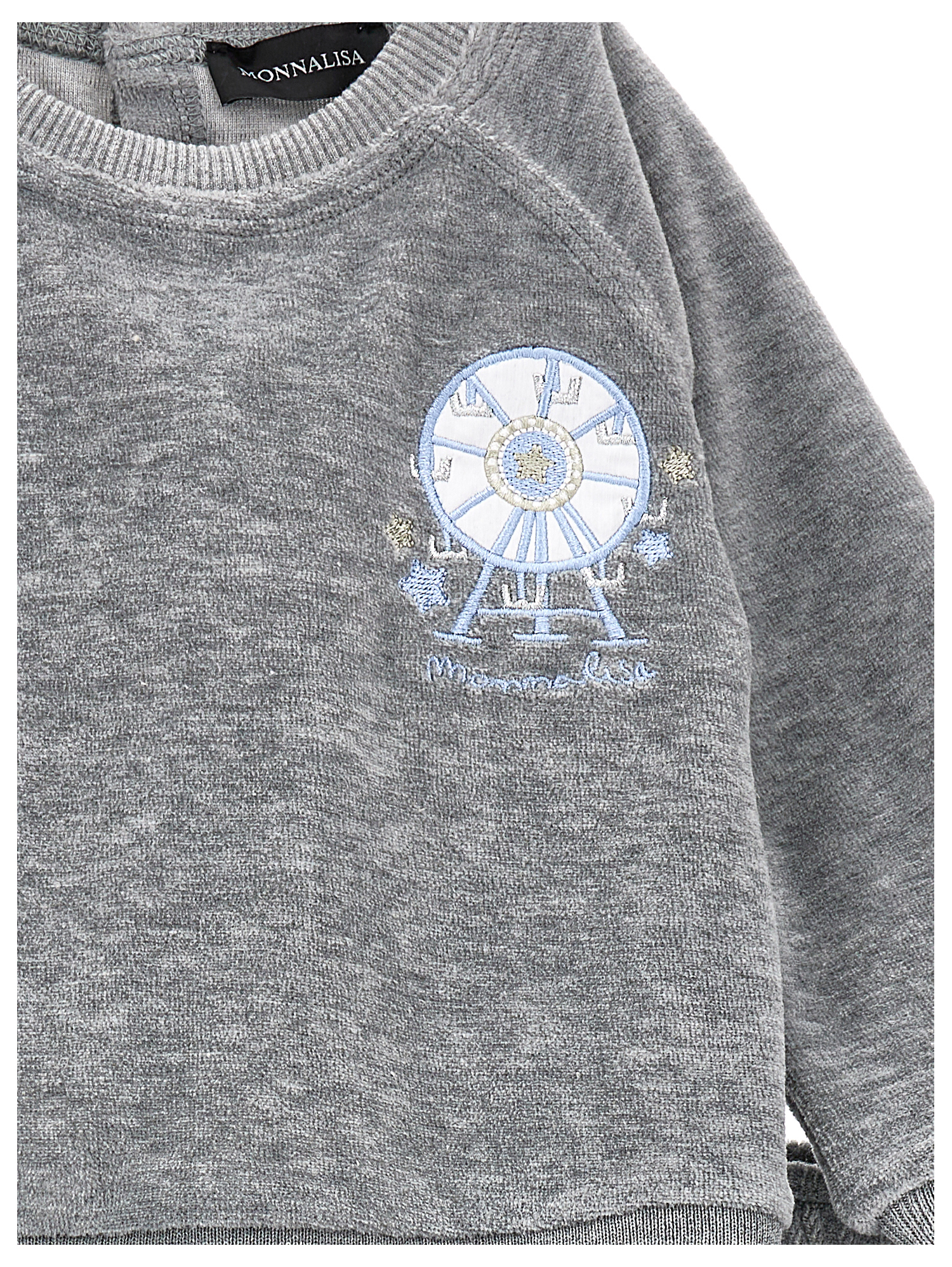 Monnalisa Two-piece Chenille Tracksuit In Grey