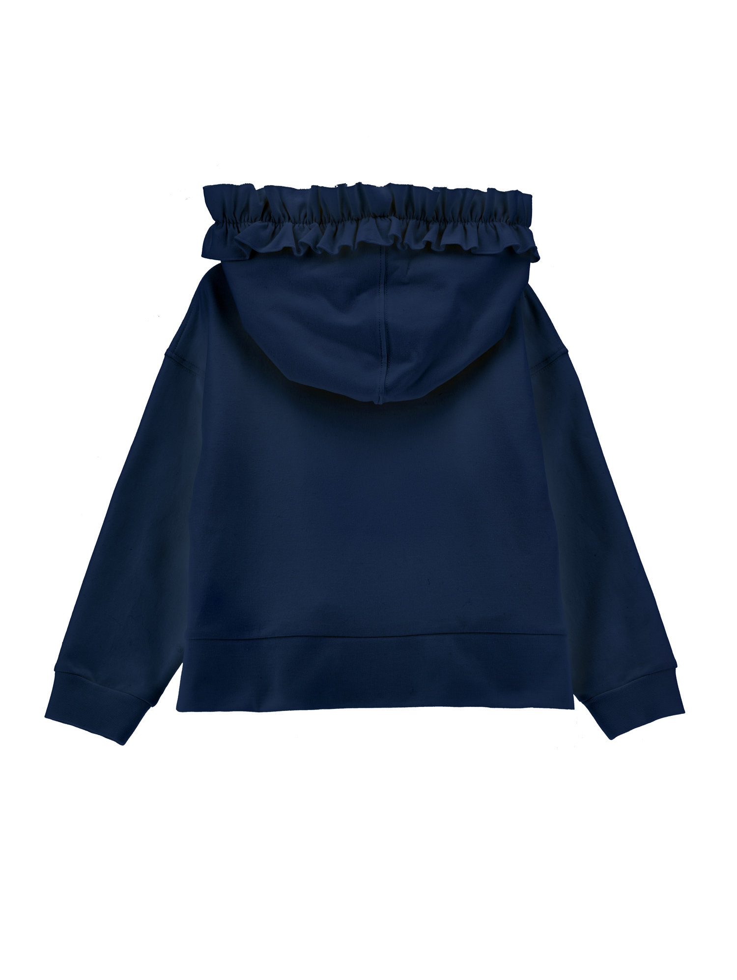 Monnalisa Cotton Sweatshirt With Ruffles And Rhinestones In Dark Blue