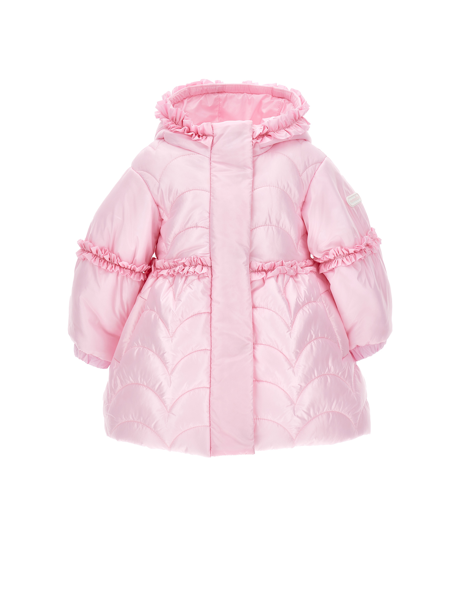 Monnalisa Quilted Coat With Hood In Rosa Fairy Tale